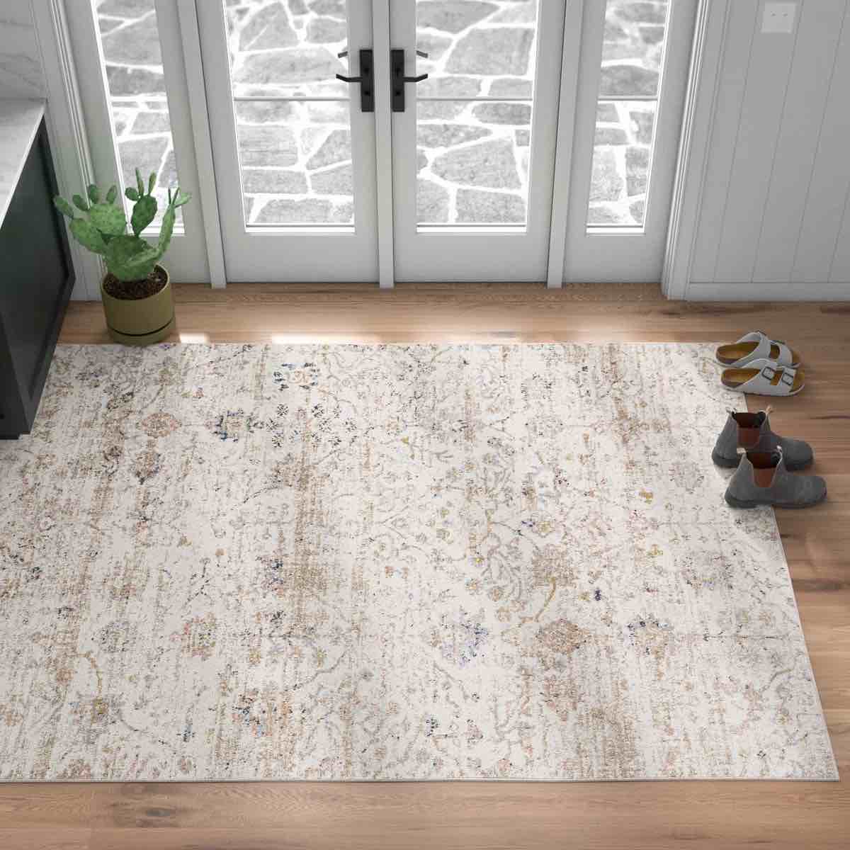 benfield beige machine washable area rug by kelly clarkson home