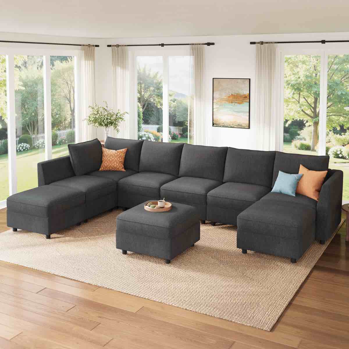 u-shaped modular sectional sofa with chaise