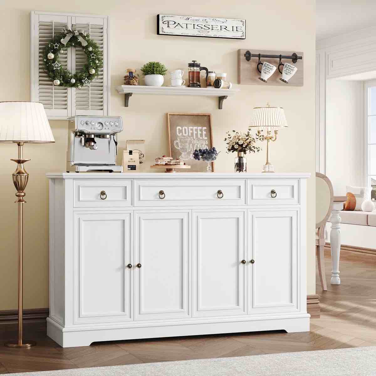 broadview 54" sideboard buffet with drawers, dining cabinet with adjustable shelf