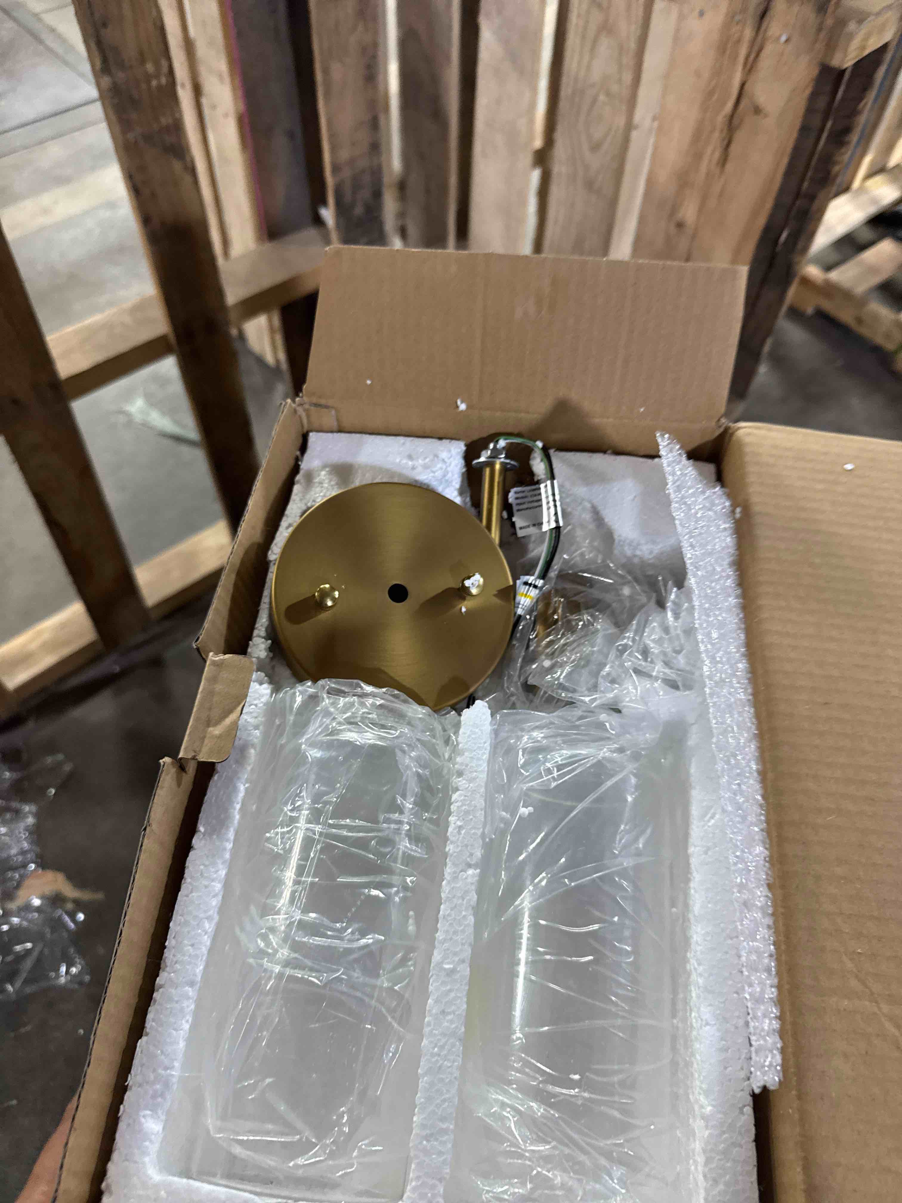 Condition photo showing New/Like New for Phansthy Rustic Industrial Wall Sconce Light with 3.14"/8cm Tubular Clear Glass Lampshade (2-Light Sconce Antique) ( Set of 2)