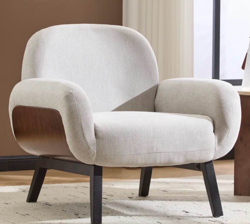 Yousef Upholstered Accent Chair with Rubberwood Legs