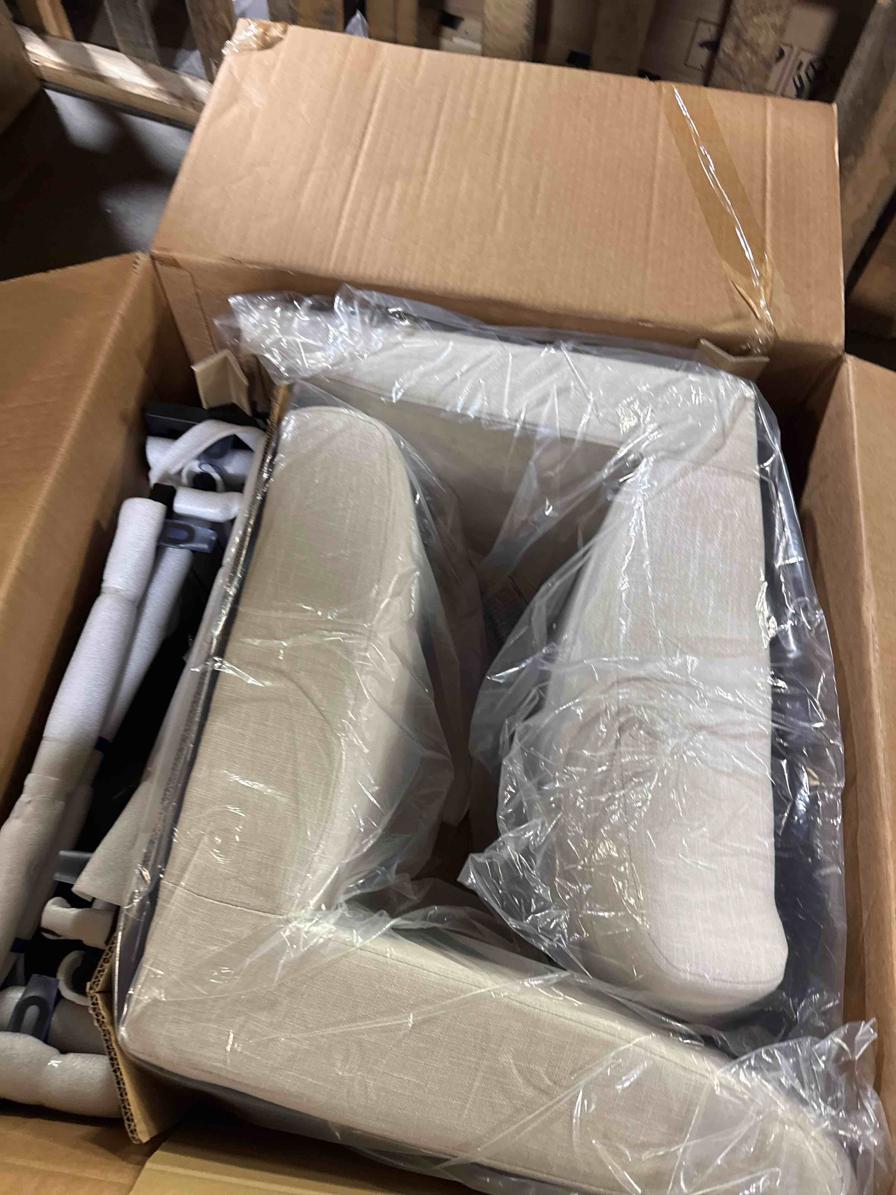 Condition photo showing Good Condition for Bende Modern Fabric Upholstered Side Chairs with Metal Sled Base ( Set of 2)