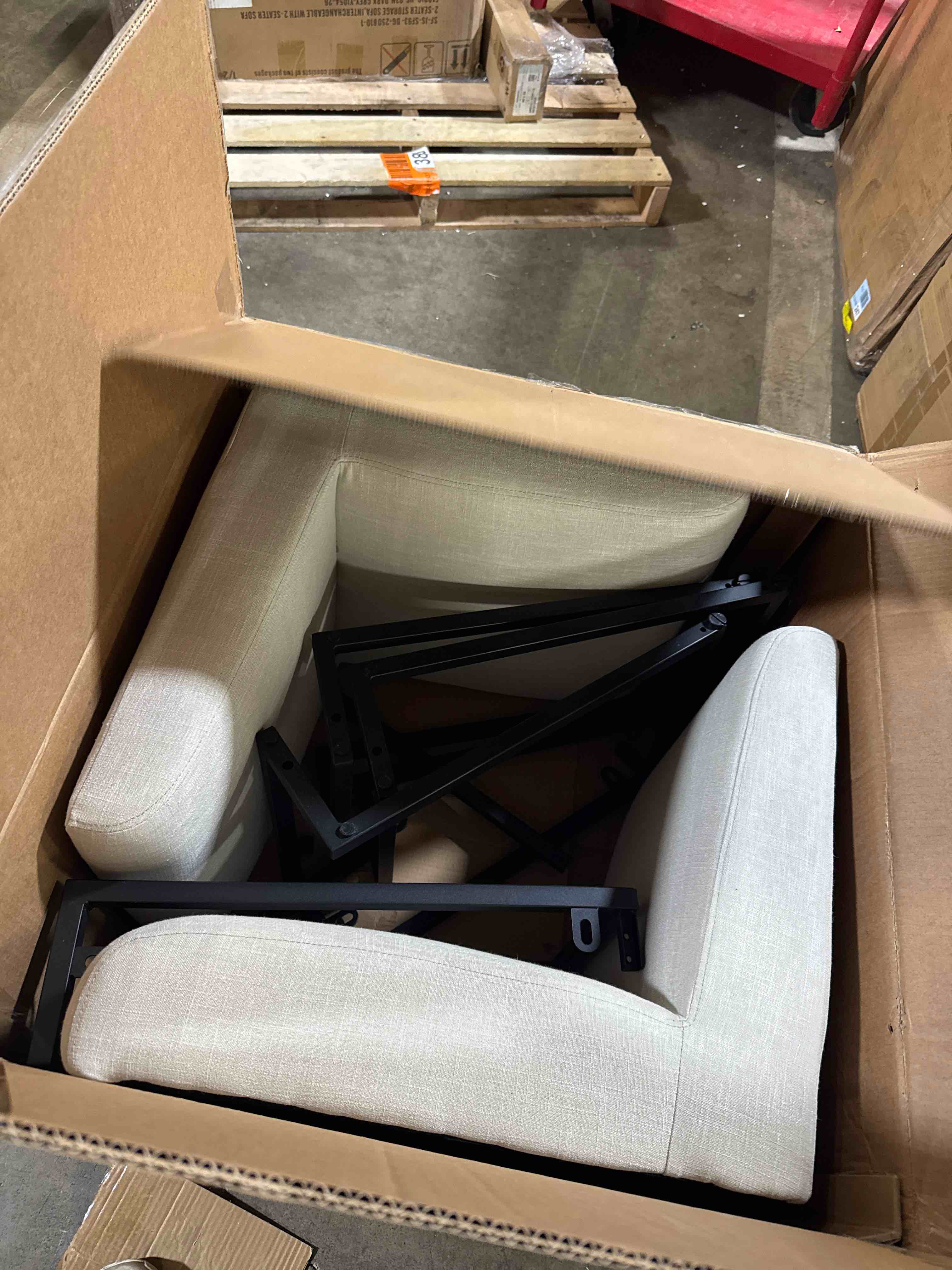 Condition photo showing Good Condition for Bende Modern Fabric Upholstered Side Chairs with Metal Sled Base ( Set of 2)