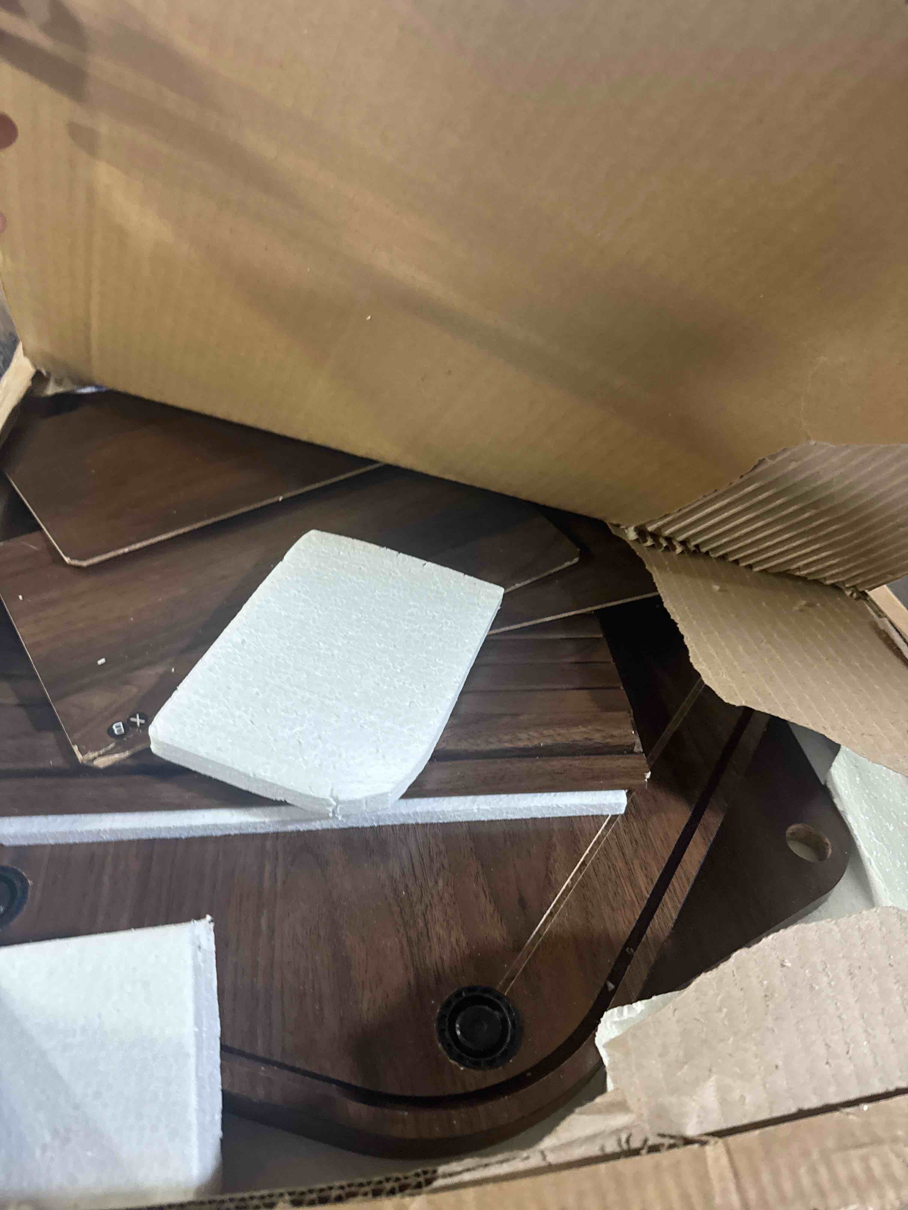 Condition photo showing Good Condition for Aurel Buchheit Modern 43.3 Fluted Corner TV Stand with Sliding Doors 