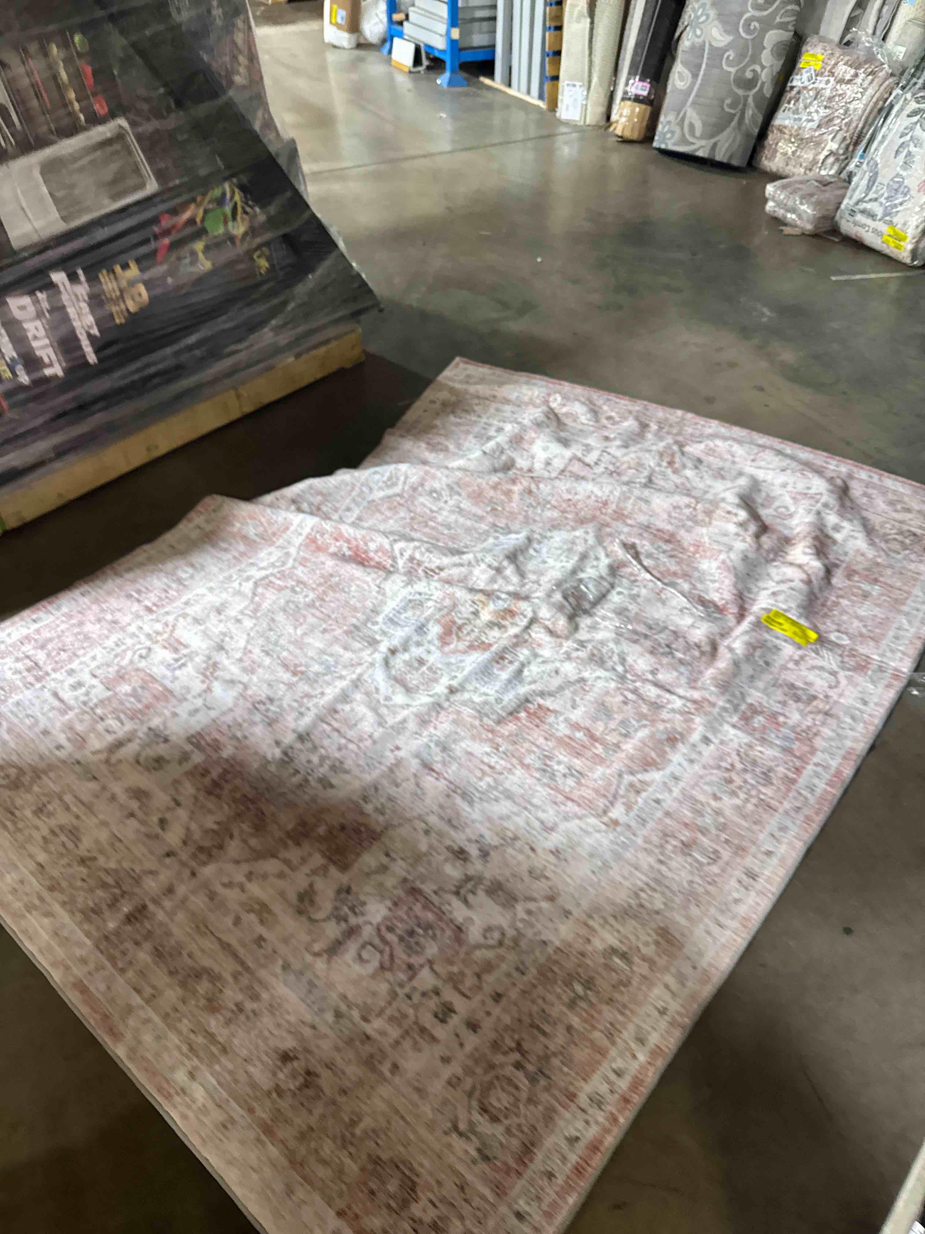 Condition photo showing Good Condition for Vintage Soft Pink Machine Washable Oriental Area Rug ( 5' x 7')