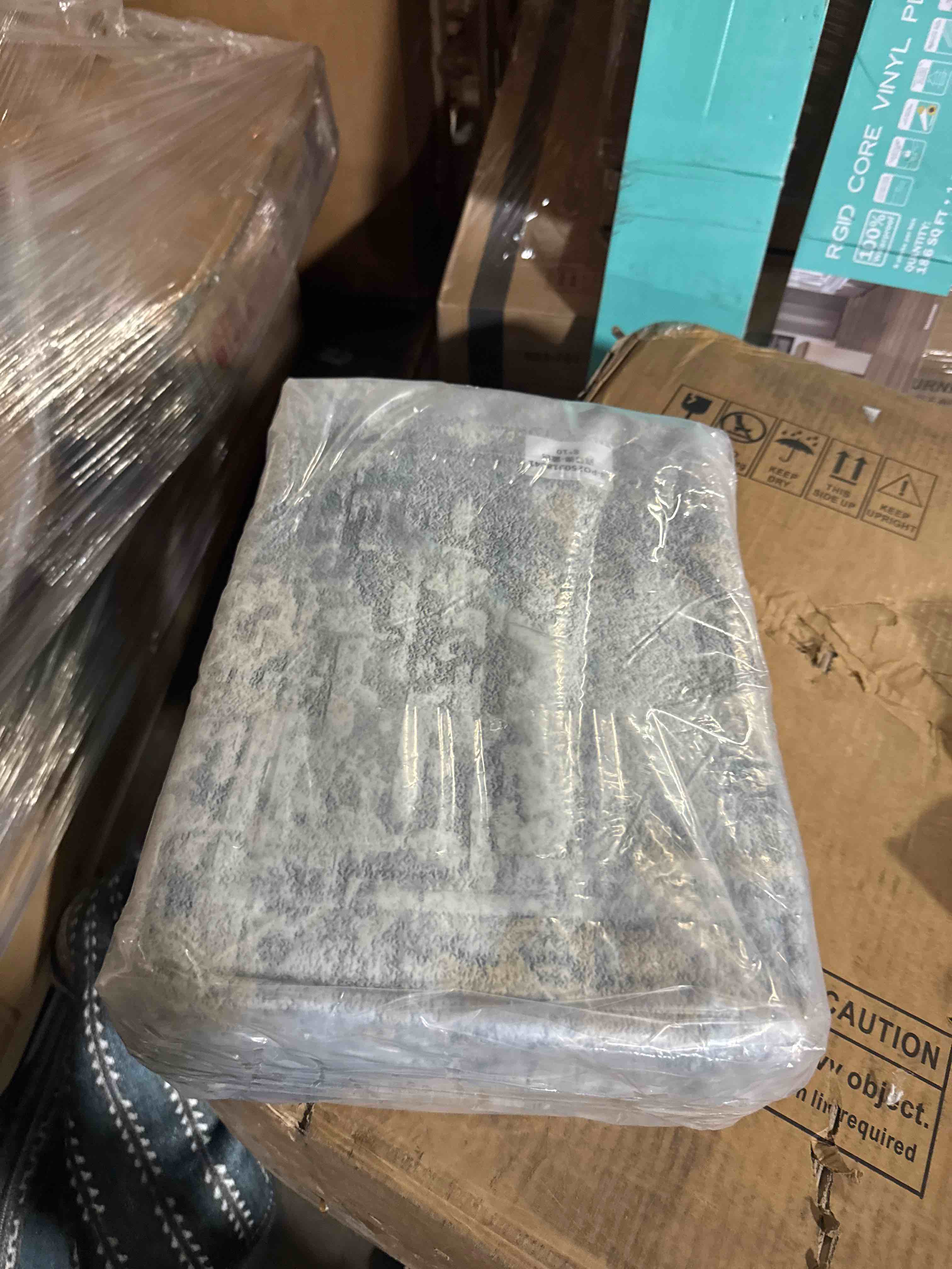Condition photo showing New/Like New for 8x10 Area Rugs for Living Room, Large Washable Rug, Grey Vintage Abstract Boho Rug, Non Slip & Low Pile Faux Wool Carpet for Indoor Dining Room, Farmhouse and Bedroom(Grey 8x10ft)