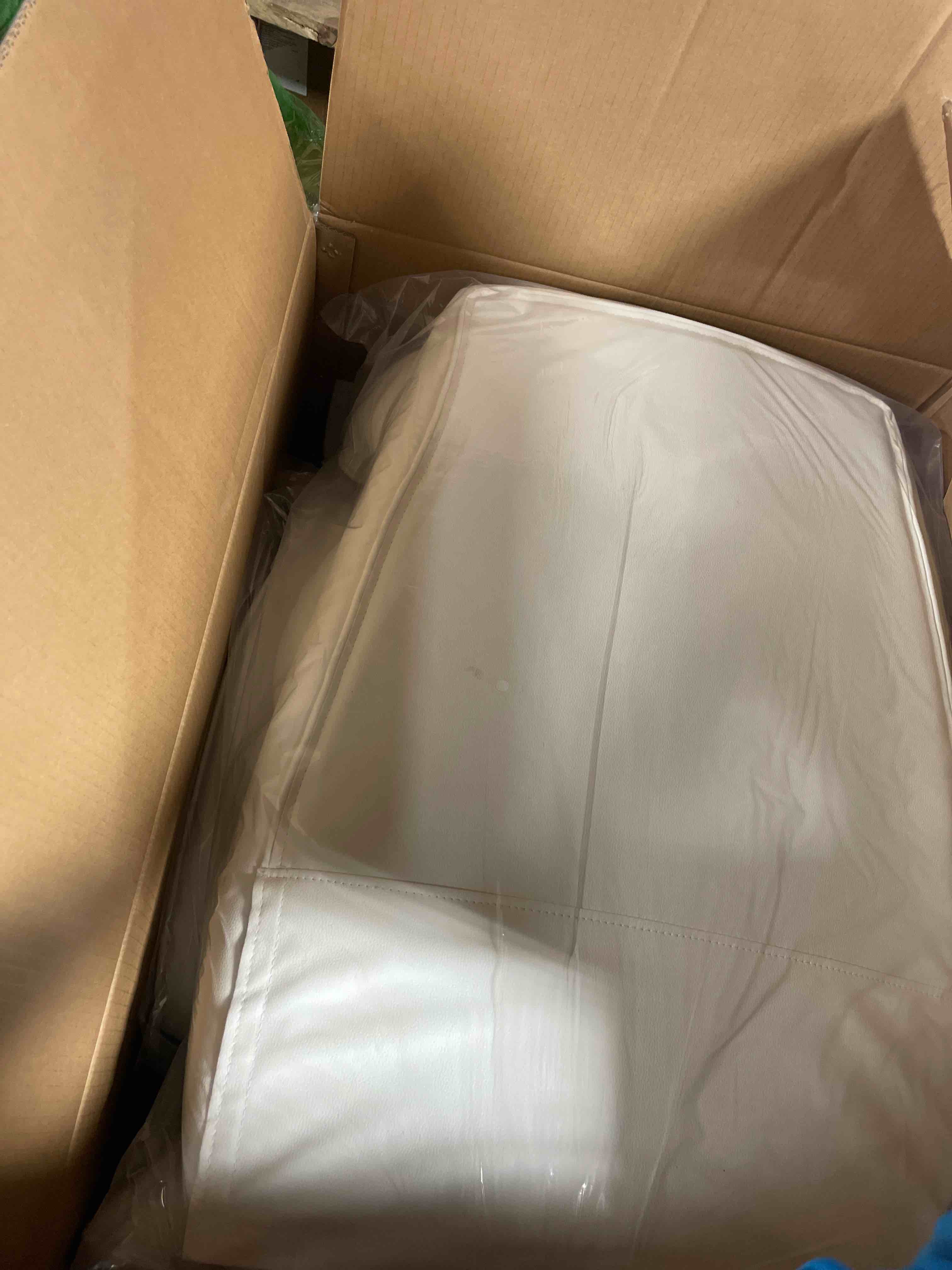 Condition photo showing New/Like New for Sweetcrispy Executive Home Office Desk Chair - Ergonomic Big Tall High Back with Footrest & Lumbar Support, Reclining Height Adjustable, Comfy PU Leather Computer Gaming with Swivel Wheels, White