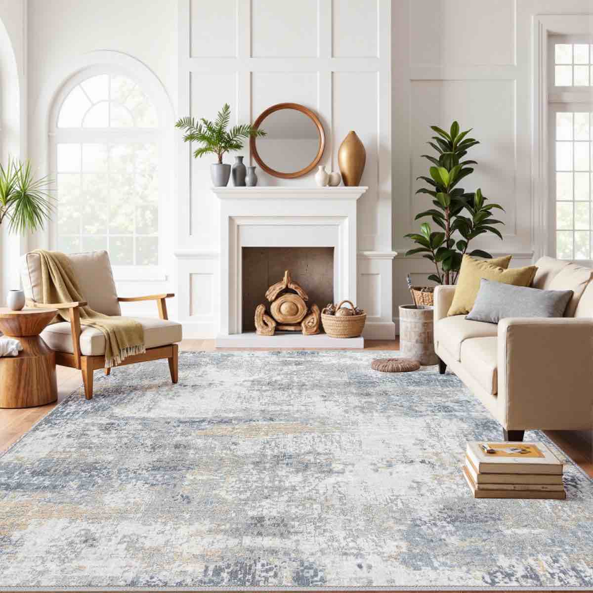 elroy modern abstract machine washable area rug with non-slip backing by 17 stories