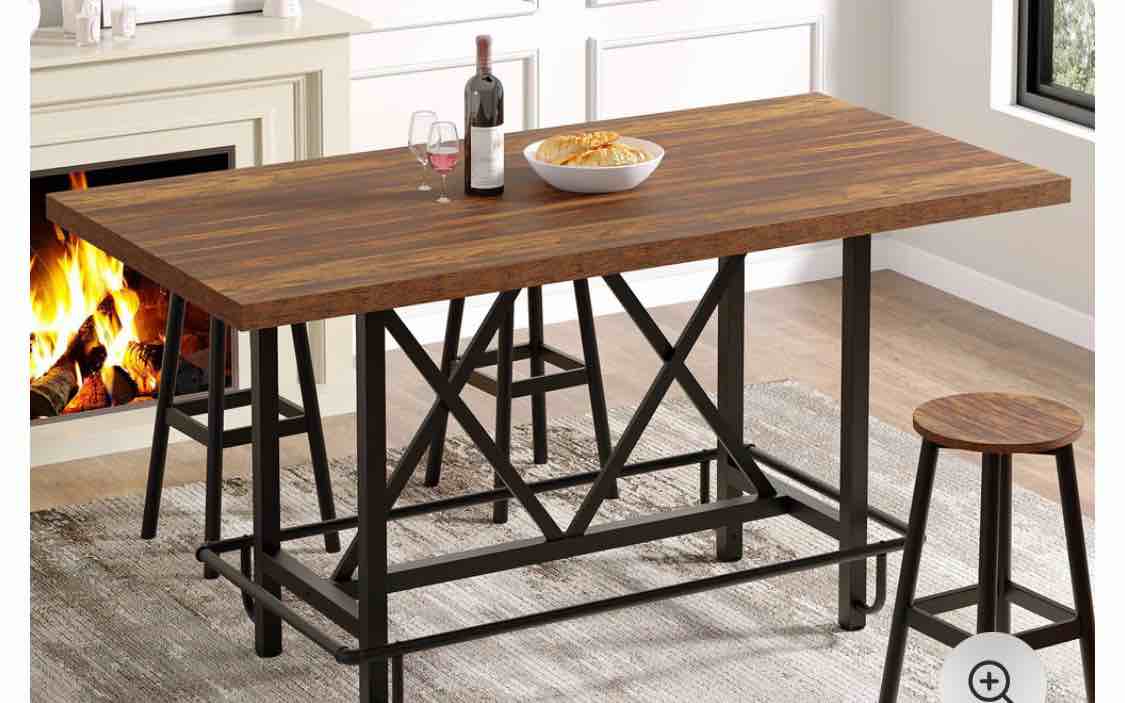 63" dining table, rectangular kitchen table for 6 people