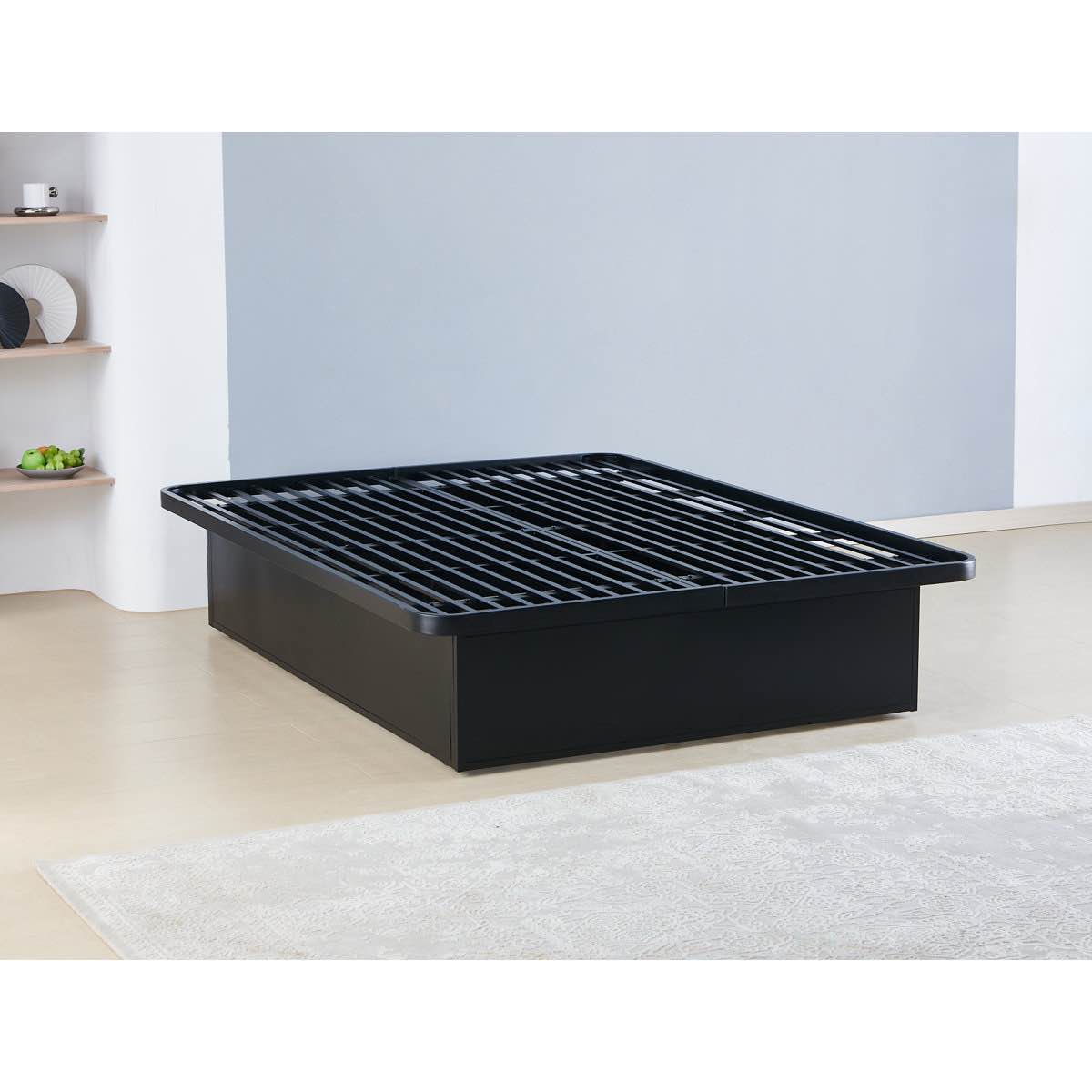 Condition photo showing New/Like New for 16" premium heavy metal platform bed frame with metal supports for maximum durability in black by sleepnest