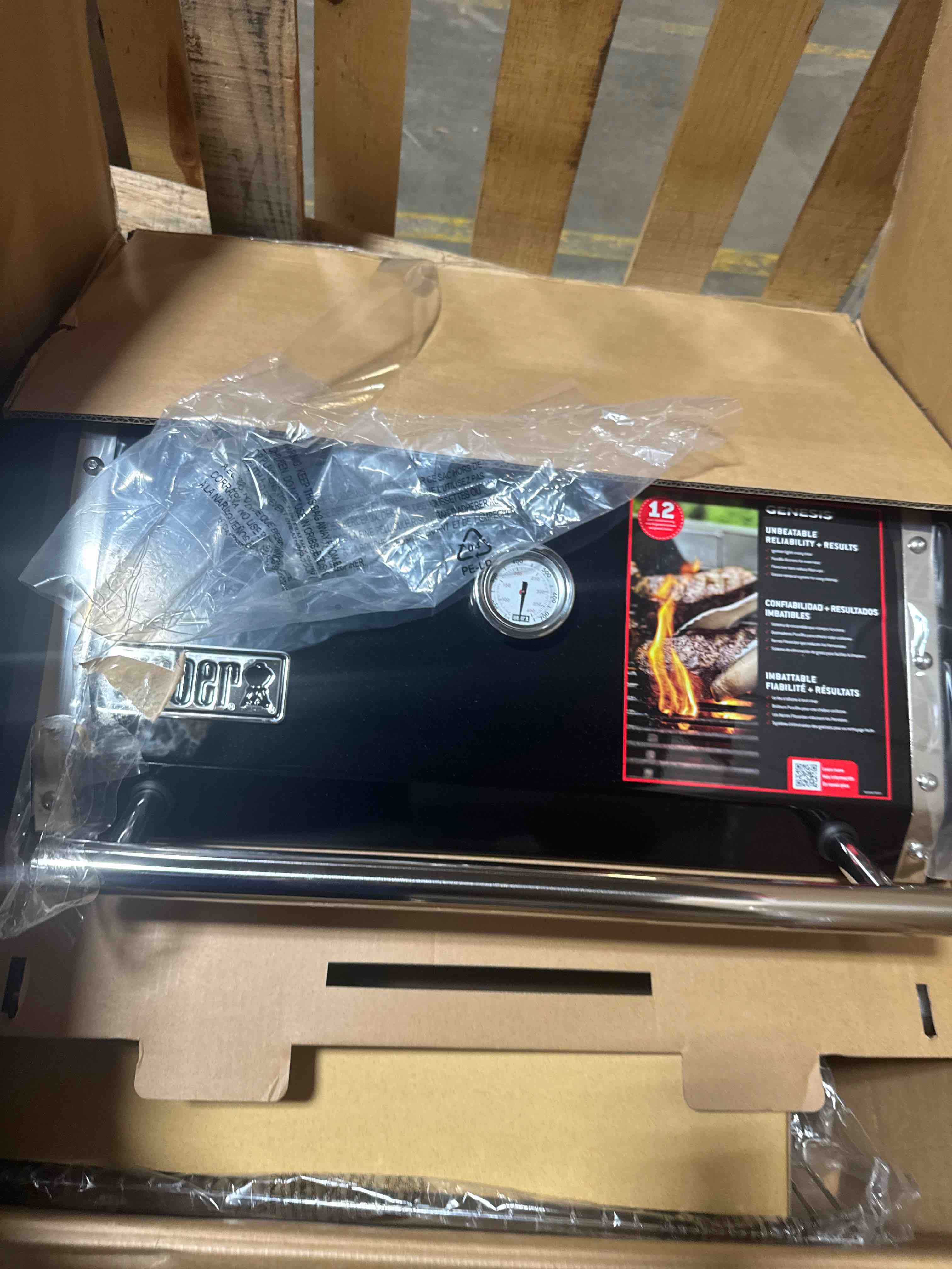 Condition photo showing New/Like New for weber genesis e-325 liquid propane gas grill for outdoor cooking, 3 burners, black