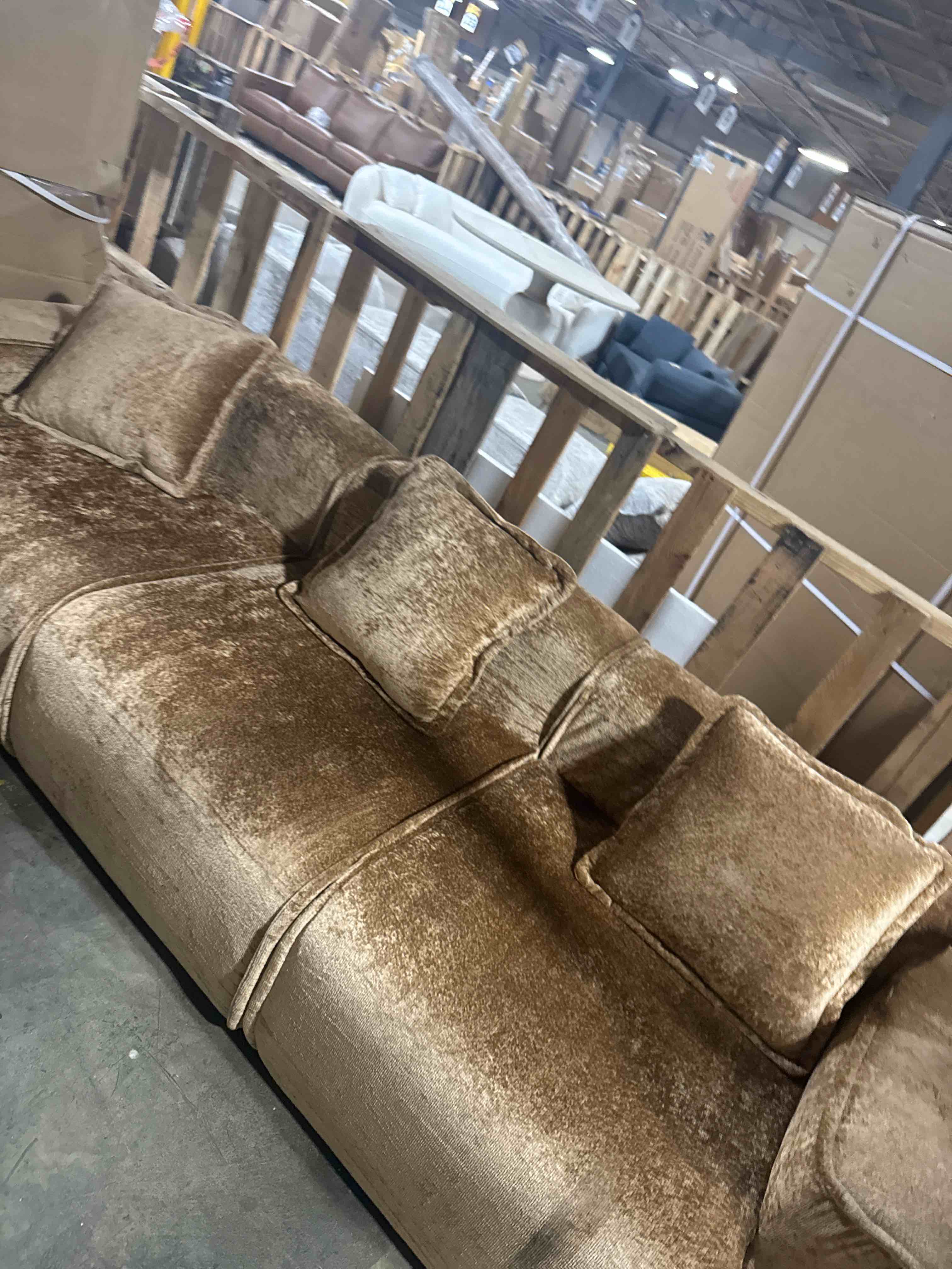 Condition photo showing Good Condition for espidoo modular sofa for living room: 0-minute setup 3-seat cloud couch - deep seat velvet sectional with french piping & throw pillows - no assembly required modern apartment furniture