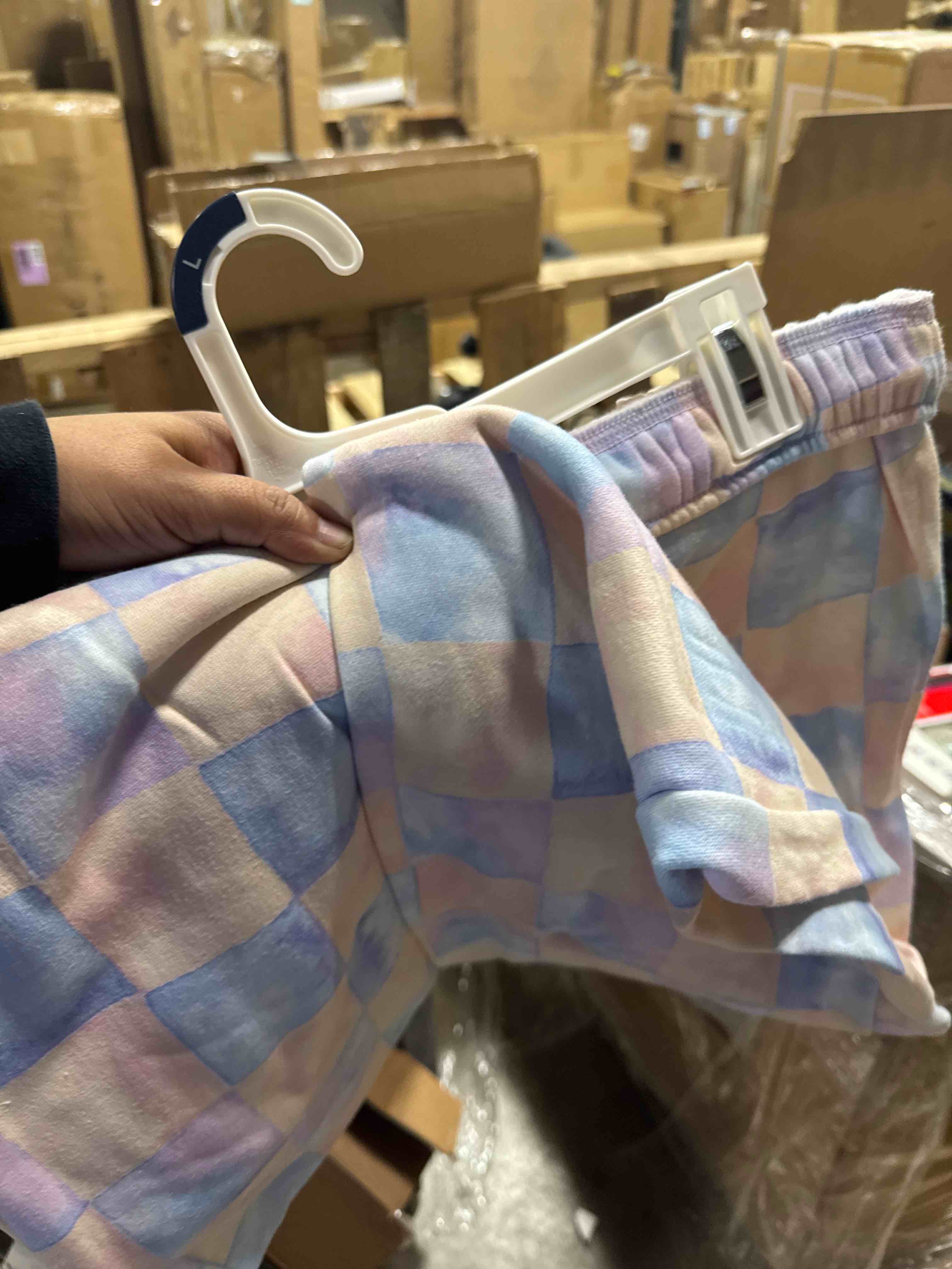 Condition photo showing New/Like New for high-rise fleece sweatpants - wild fable blue check l