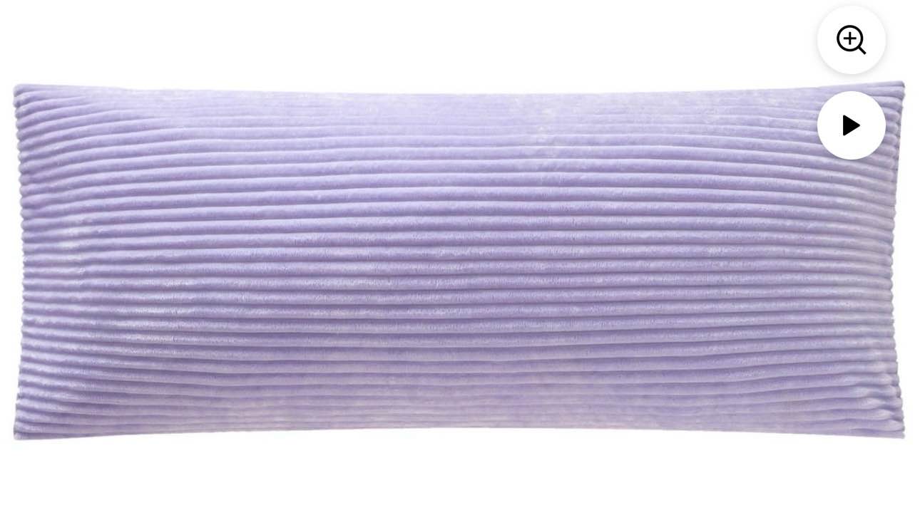 your zone 48" x 20" ribbed body pillow with removable cover, lilac