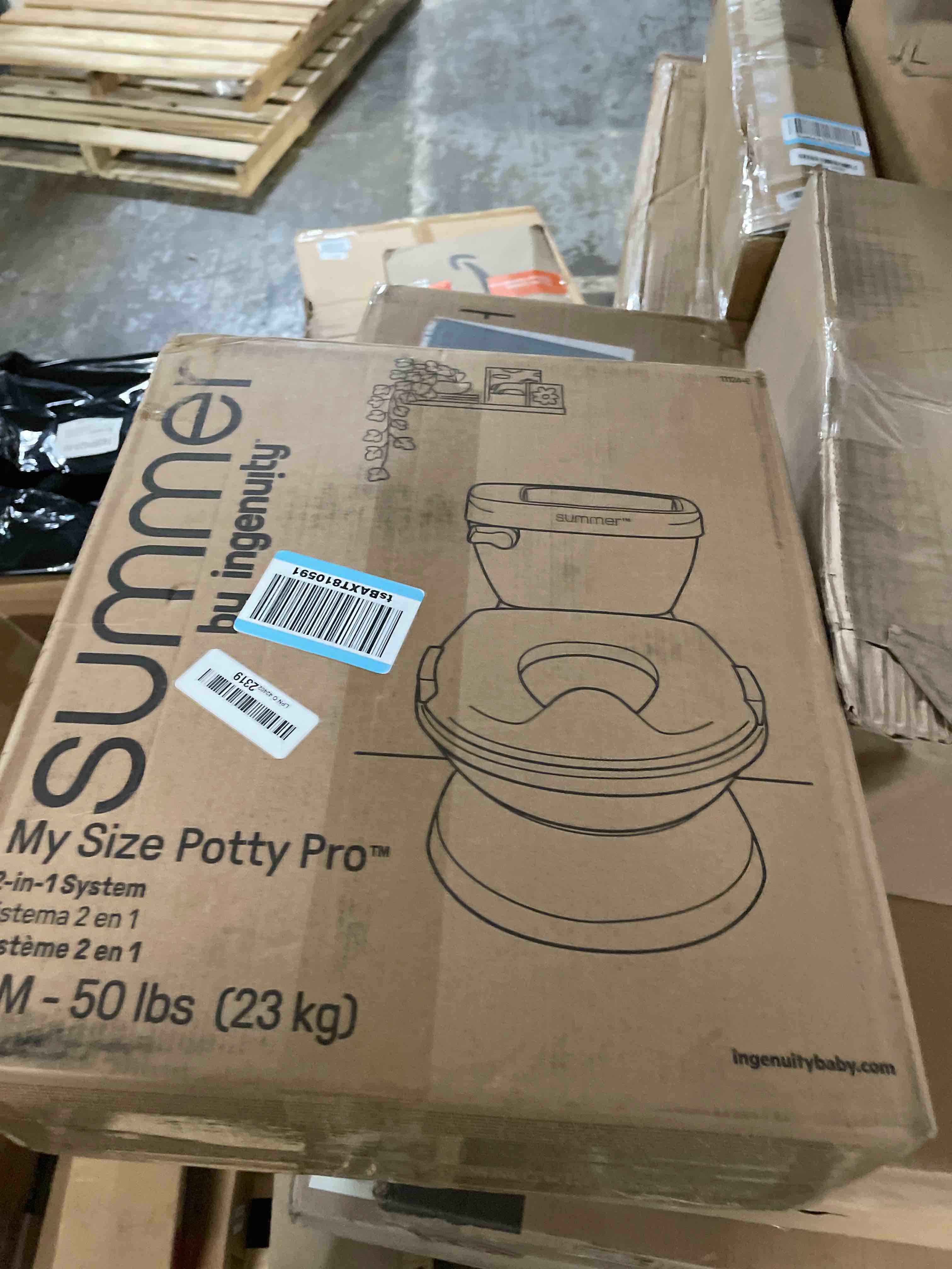 Condition photo showing New/Like New for Summer Infant by Ingenuity My Size Potty Pro in White, Toddler Potty Training Toilet, Lifelike Flushing Sound, for Ages 18 Months+, Up to 50 Pounds