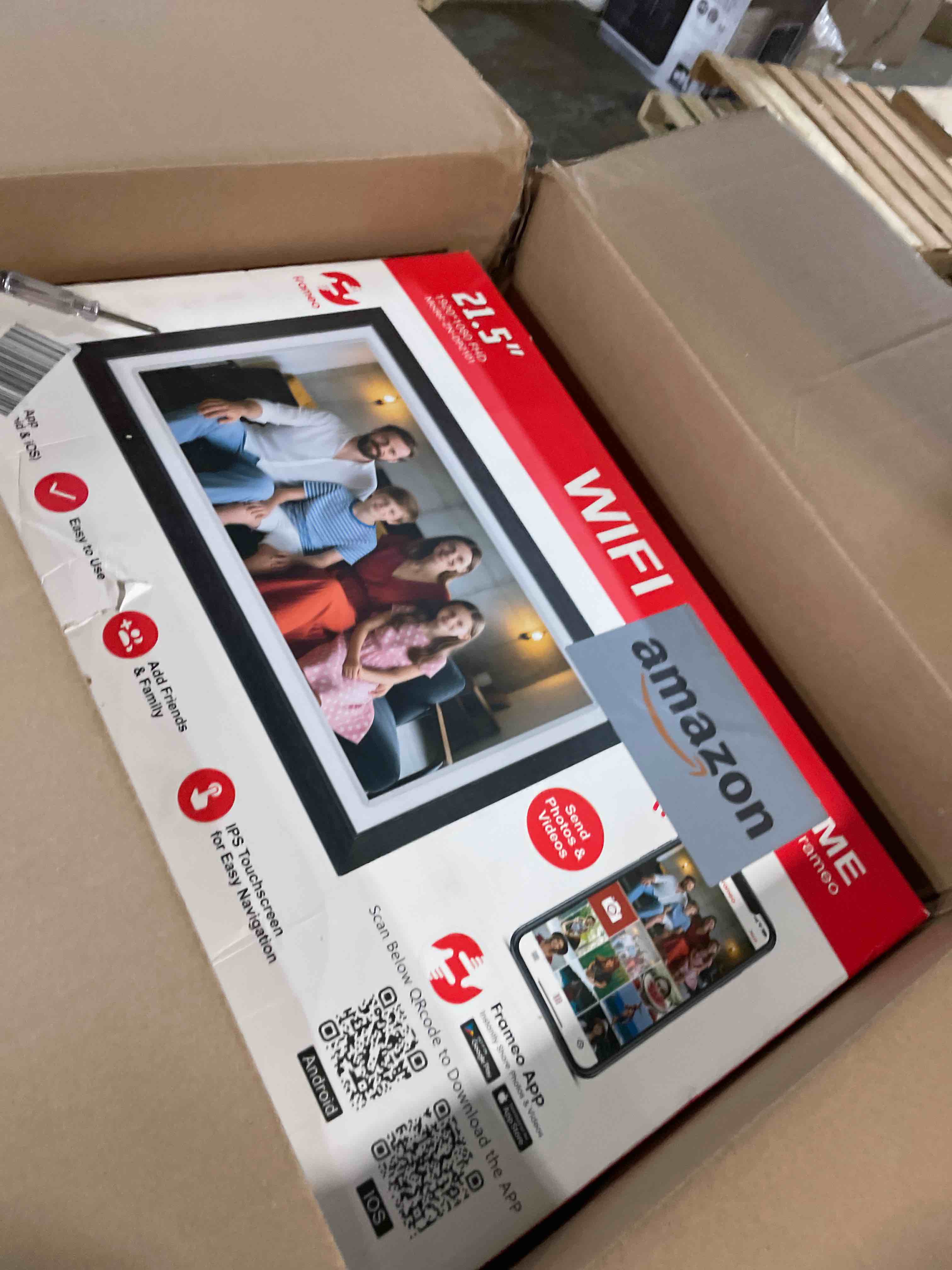 Condition photo showing Good Condition for 21.5" Large Frameo Digital Photo Frame, 32GB WiFi Digital Picture Frame with 1920x1080 FHD IPS Touch Screen, USB Drive/SD Card, Wall Mountable Auto-Rotate, Easy Share Photos/Videos from Anywhere (used)