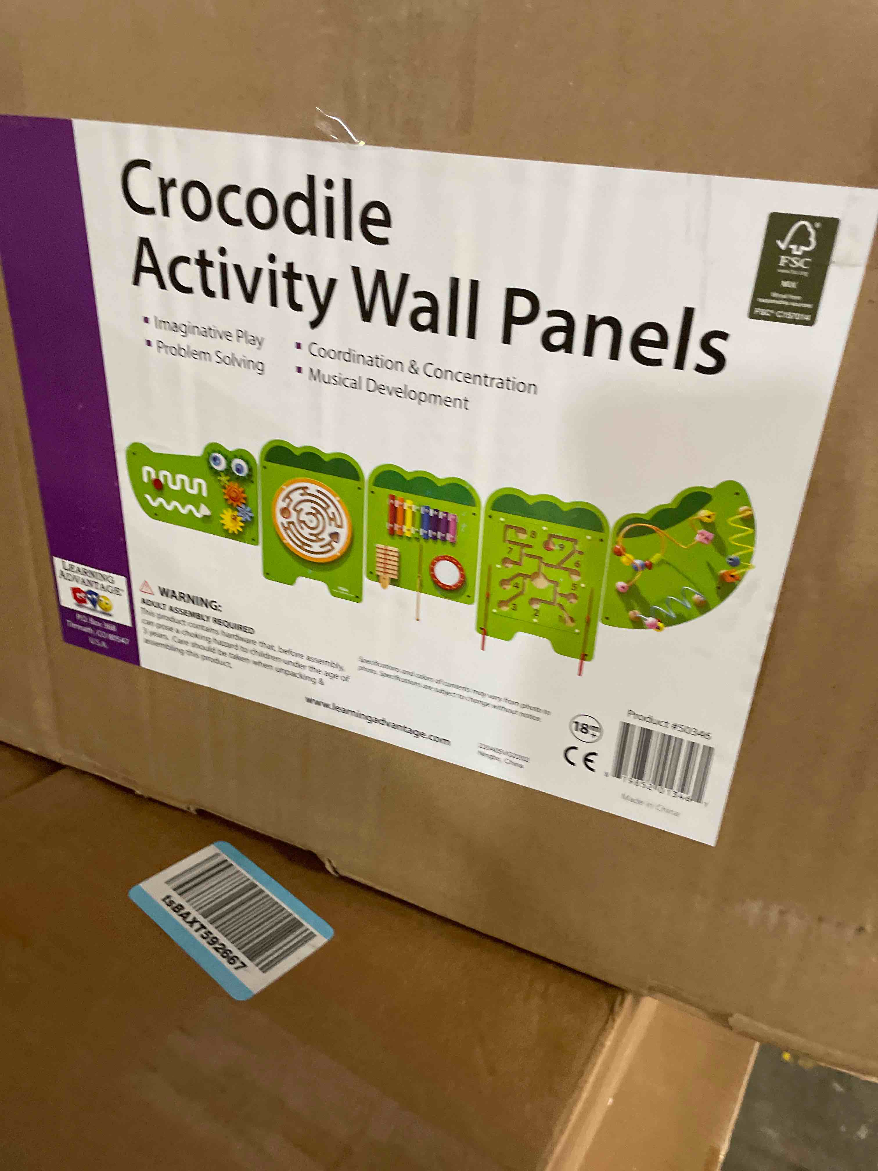 Condition photo showing Good Condition for SPARK & WOW Crocodile Activity Wall Panels - Ages 18m+ - Montessori Sensory Toy - 8 Activities - Busy Board - Toddler Room Decor