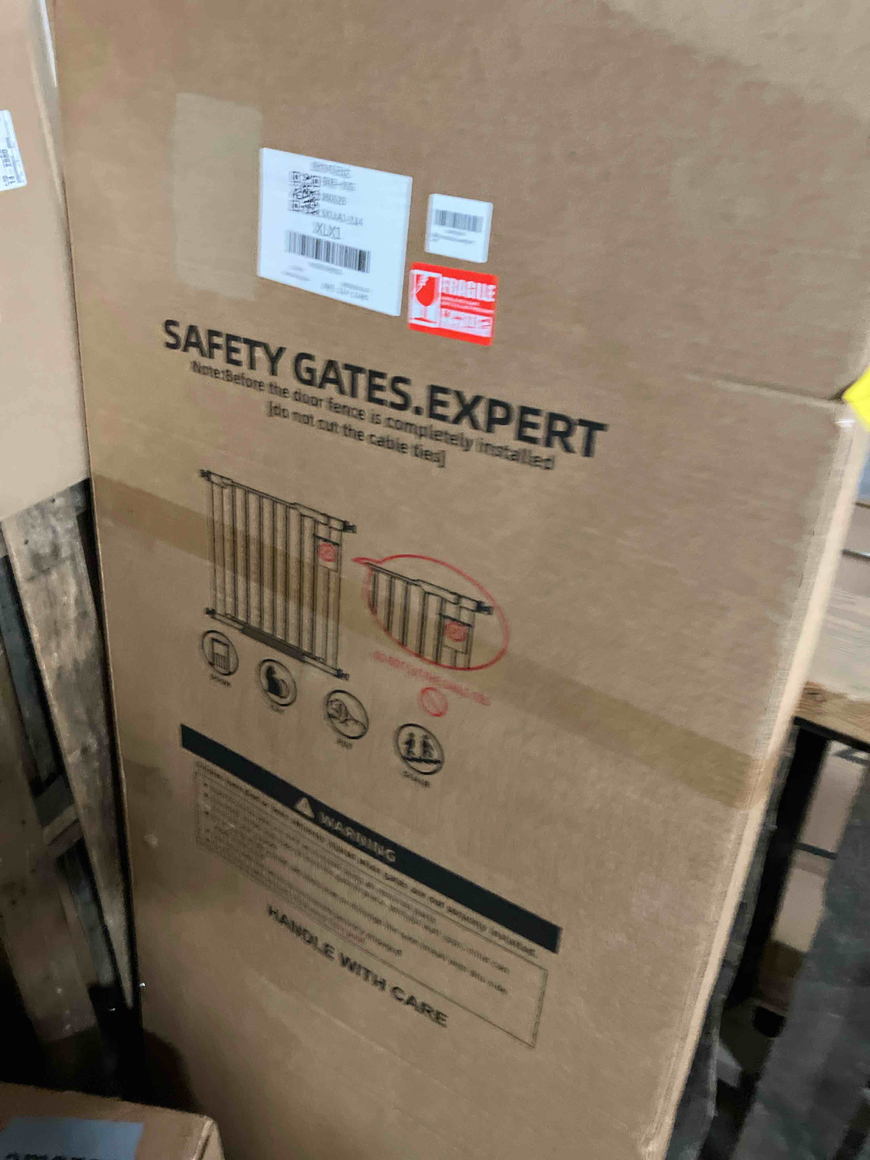 Condition photo showing New/Like New for 71 Inch Extra Tall Pet Gate for Cats, 29.5-43" Adjustable Wide Dog Gates, Pressure Mounted Walk Through Tall Cat Gate for Doorways,Hallway,Stairs,House?White? White 71 Inch