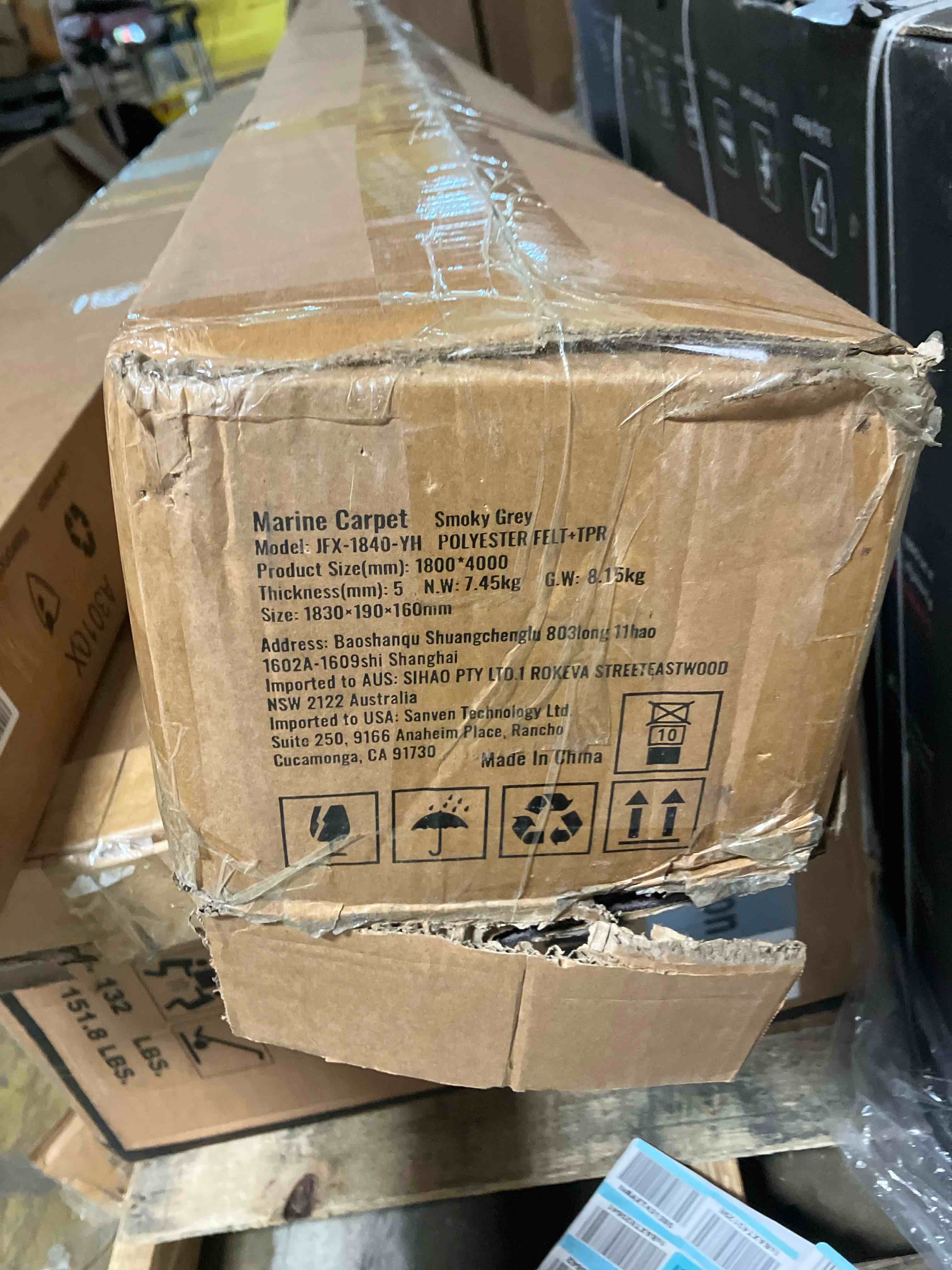 Condition photo showing New/Like New for Happybuy Gray Marine Carpet 6 ft x 18 ft Boat Carpet Rugs Indoor Outdoor Rugs for Patio Deck Anti-Slide TPR Water-Proof Back Cut Outdoor Marine Carpeting Easy Clean Outdoor Carpet Roll 6 ft x 18 ft Grey