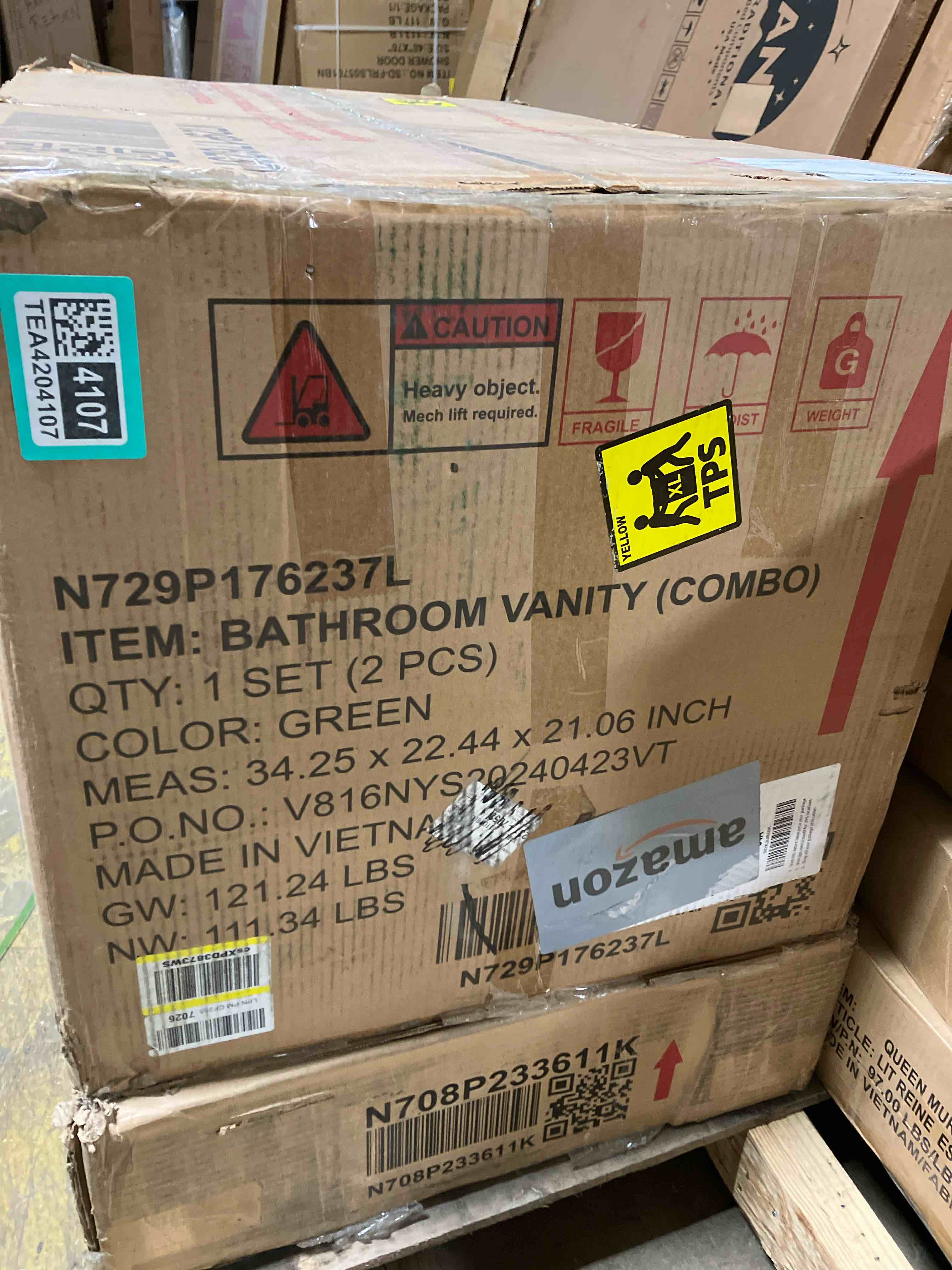 Condition photo showing New/Like New for Harper & Bright Designs 30-Inch Bathroom Vanity Cabinet with Ceramic Basin, 3 Drawers and Adjustable Shelves (