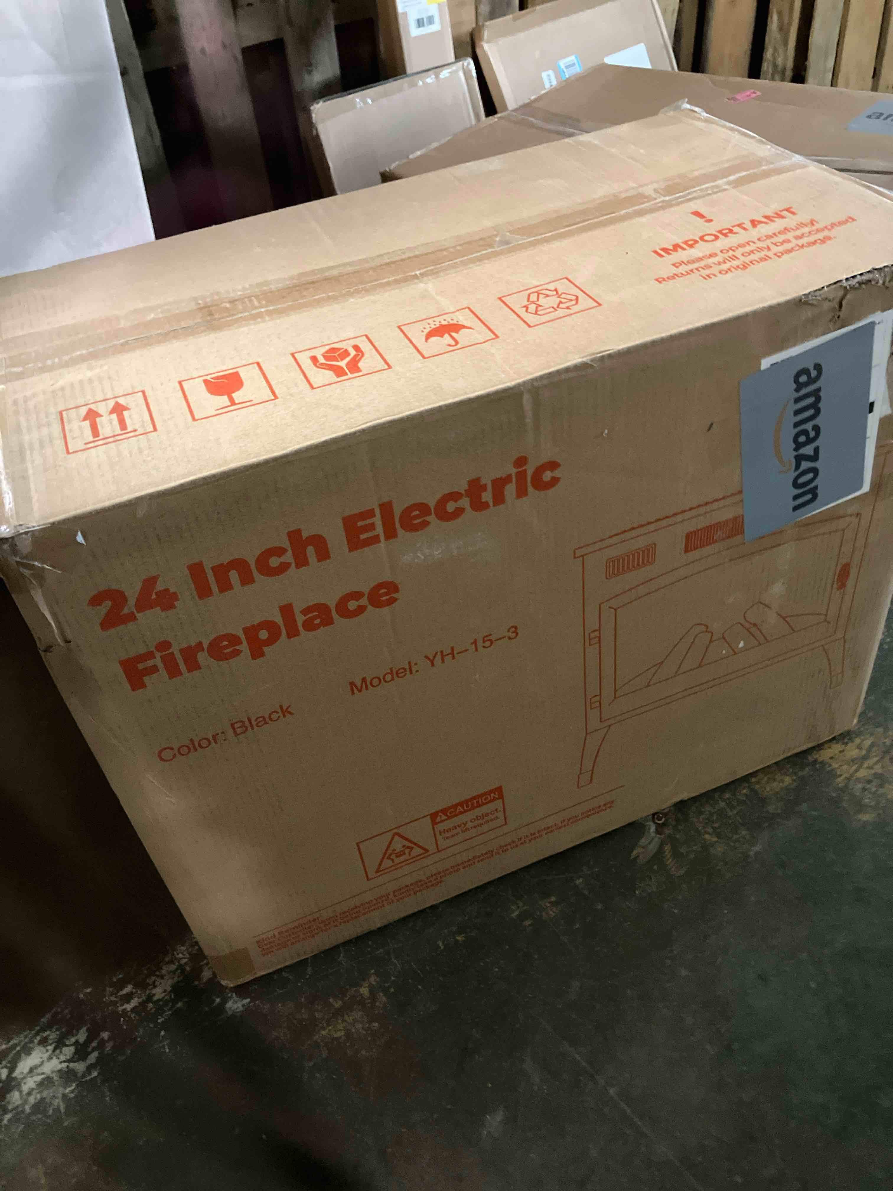 Condition photo showing New/Like New for 24'' Freestanding Electric Fireplace Heater with 6 Variable Realistic Flame Colors, 1000W/1500W Fireplace Stove with Overheat Protection for Indoor, Bedroom, Living Room, Office Black