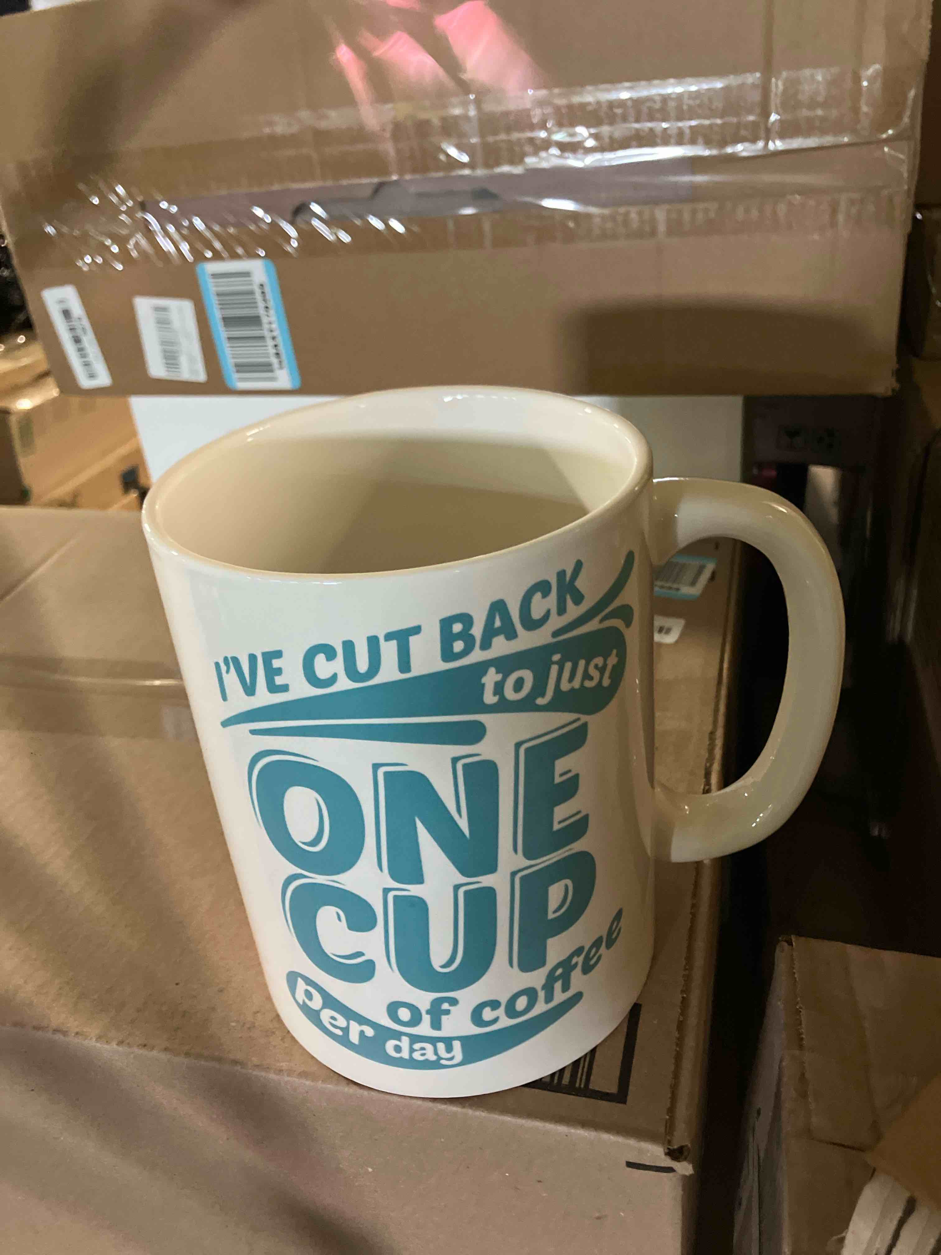 Condition photo showing New/Like New for BigMouth Inc. Coffee Mug - “I've Cut Back to Just One Cup of Coffee per Day”, Giant-Sized Novelty Coffee Mug, 64 oz