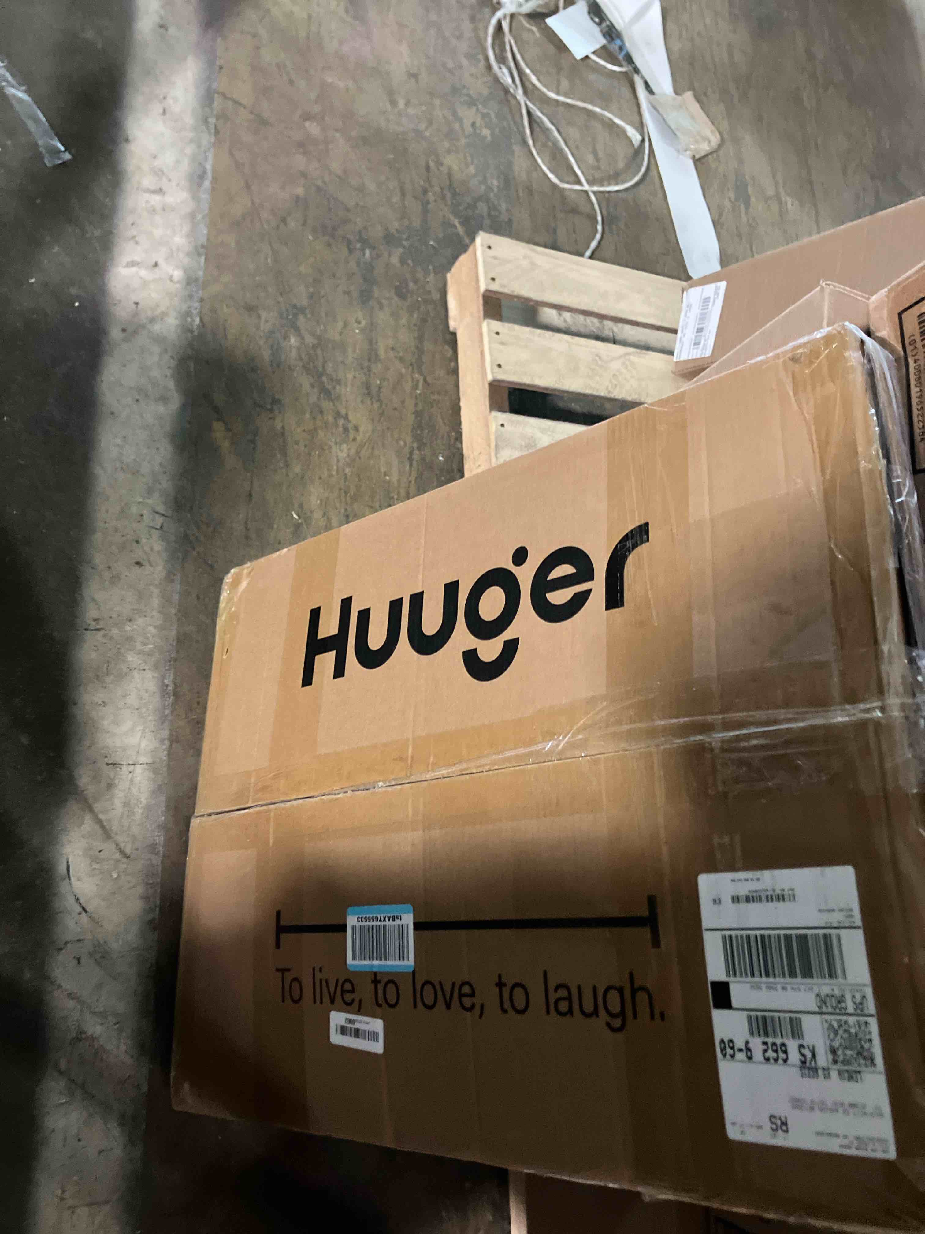 Condition photo showing New/Like New for Huuger Folding Desk with 3-Level Adjustable Height and Tablet Slot, 24 Inch Foldable Computer Desk for Small Spaces, Space Saving, Writing Work Table for Home Office, Bedroom, Study, Rustic Brown 26.6 inch Rusitc Brown