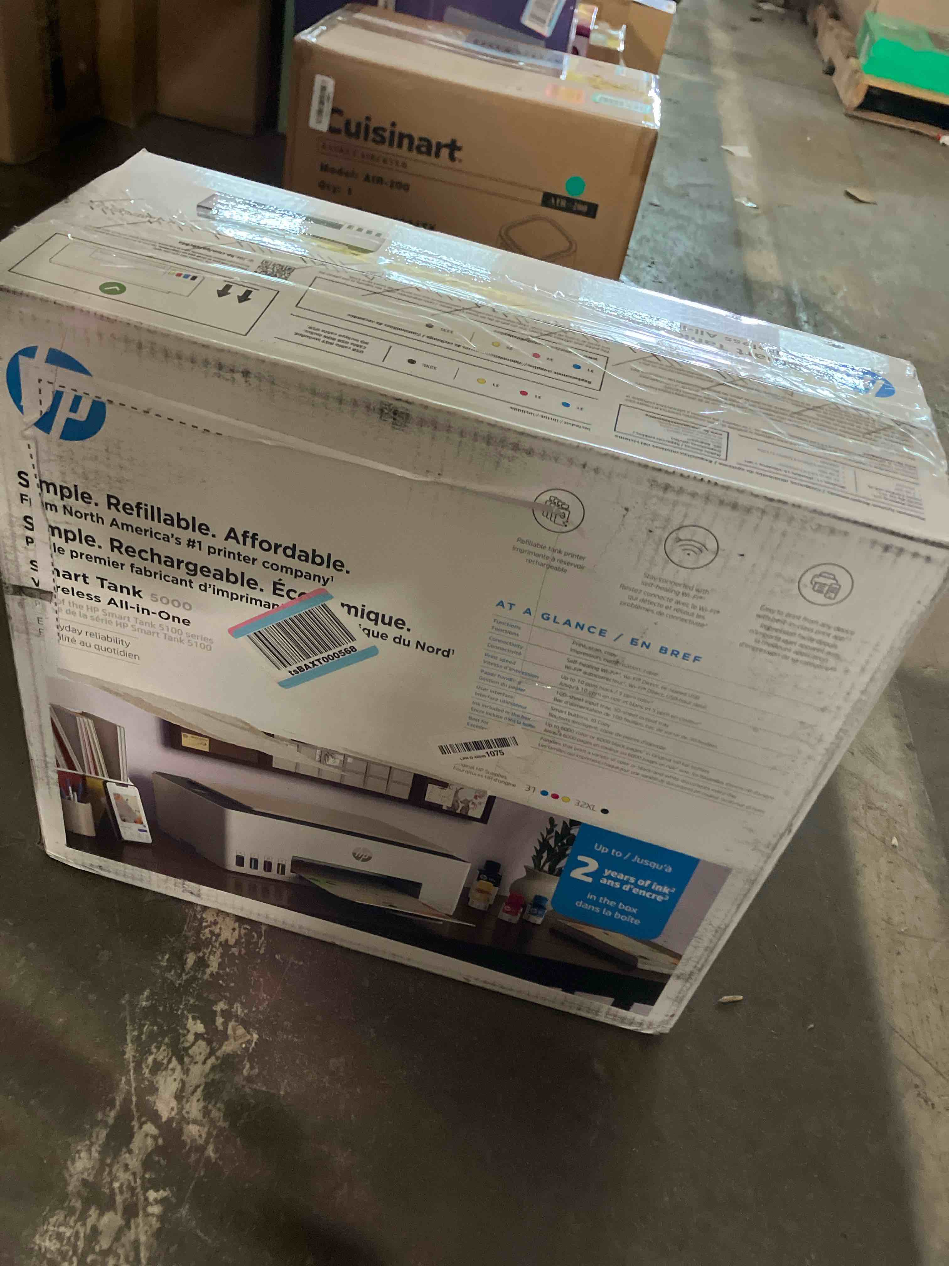 Condition photo showing New/Like New for HP Smart Tank 5000 Wireless All-in-One Ink Tank Printer, Scanner, Copier with 2 years of ink included, Best-for-home, Cartridge-free, Refillable, AI-enabled (5D1B6A)