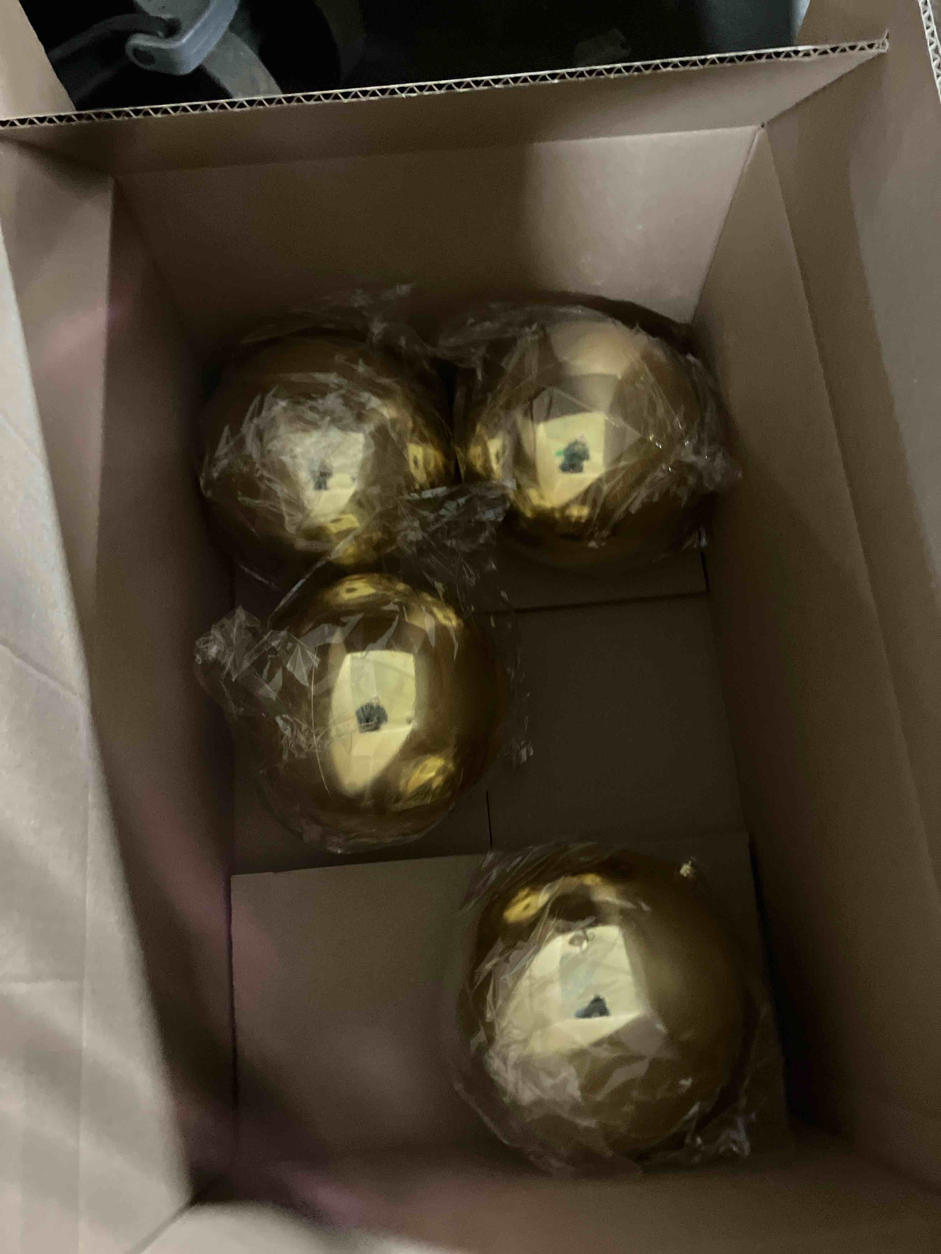 Condition photo showing New/Like New for Liliful Gold 4 Pcs 7.87 Inch Christmas Ornament Ball Large Plastic Christmas Outdoor Ball Gold Silver Big Xmas Tree Decorations Hanging Ornaments for Home Outside Holiday Lawn Yard Party