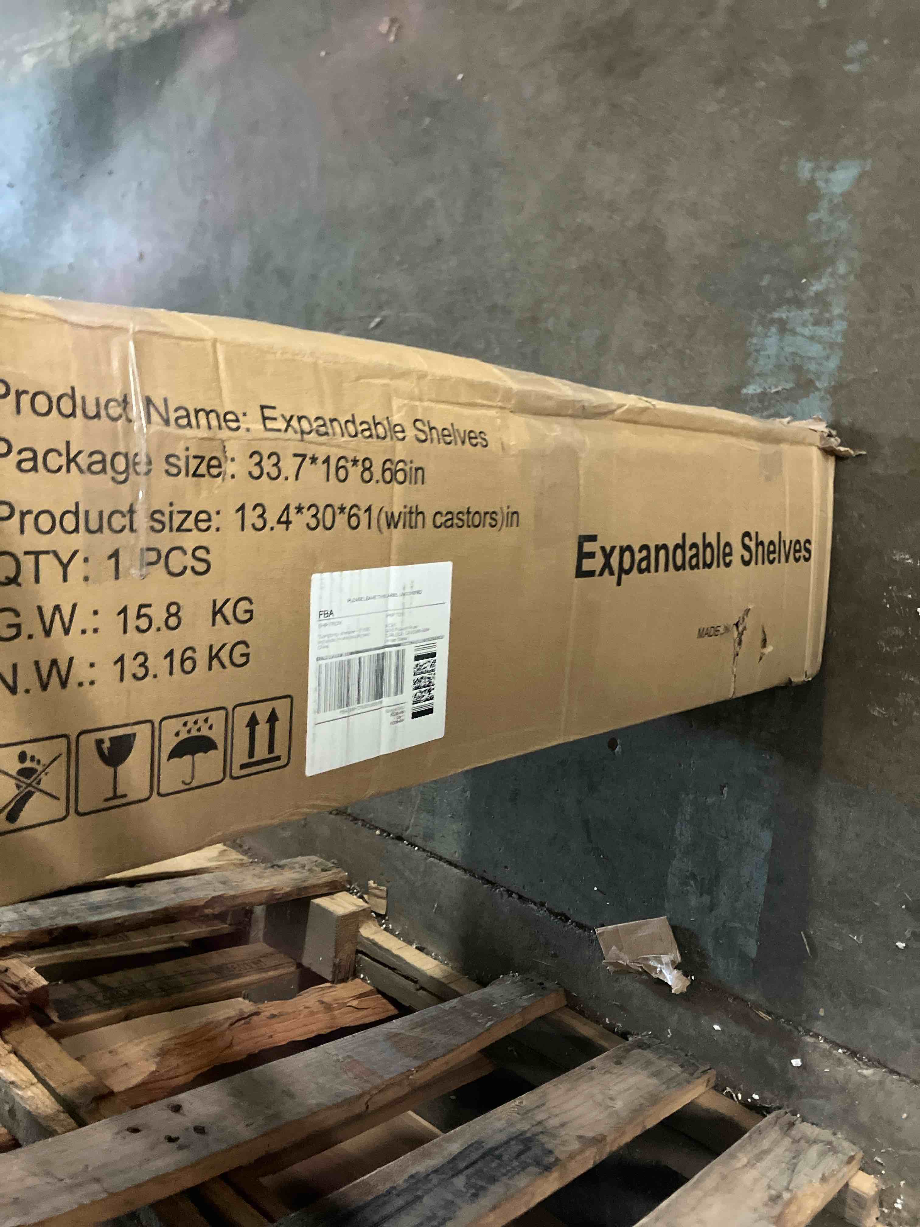 Condition photo showing New/Like New for Himix 5 Tier Foldable Storage Shelves, Expandable Folding Pantry Shelf with Wheels, Changeable into 2 Shelf Units, Collapsible Storage Rack Metal Shelves for Kitchen, Room, Garage, White White 5-Tier