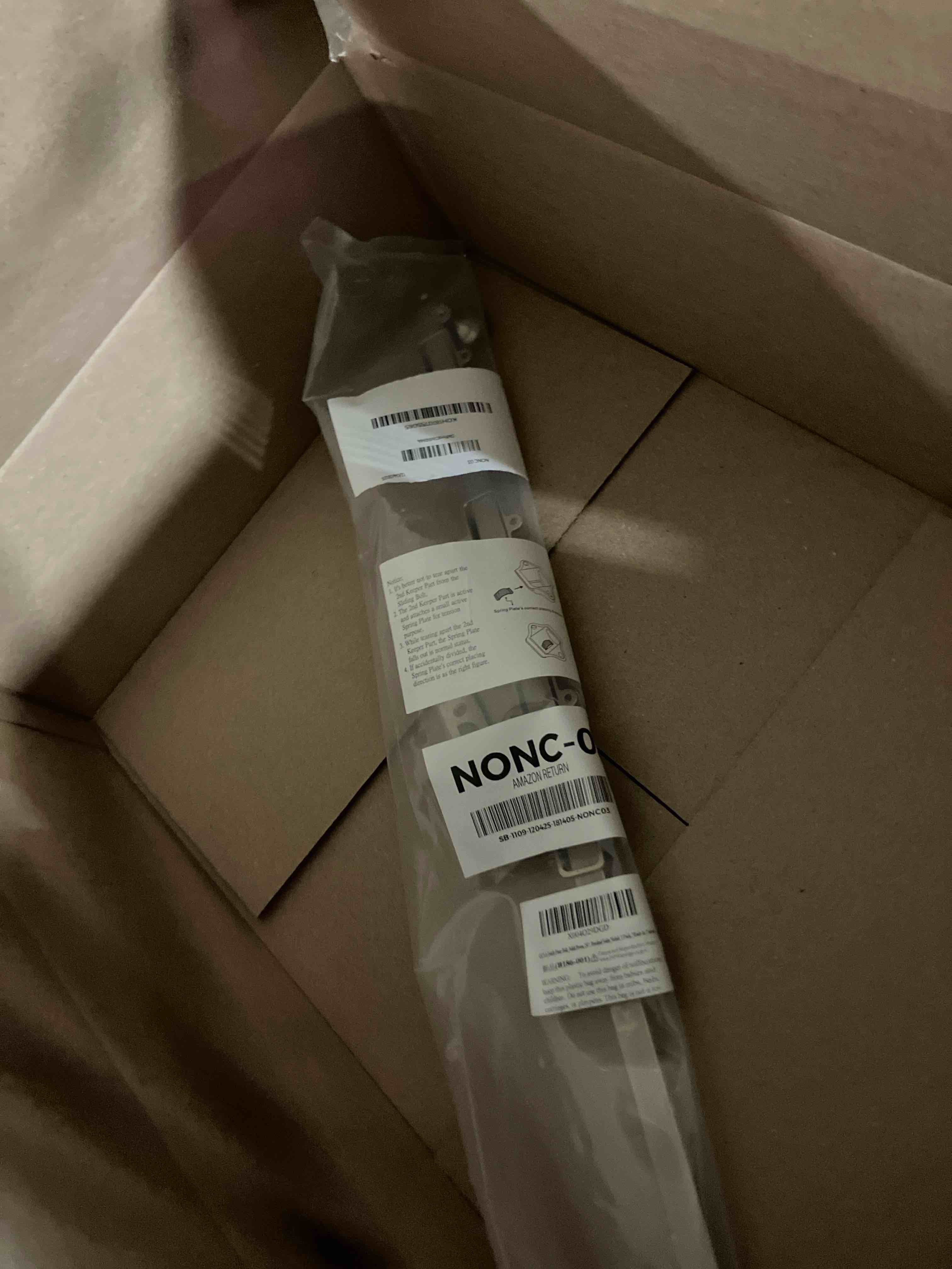 Condition photo showing New/Like New for QCAA 24" Solid Brass Dutch Door Bolt, Brushed Satin Nickel, 1 Pack, Made in Taiwan