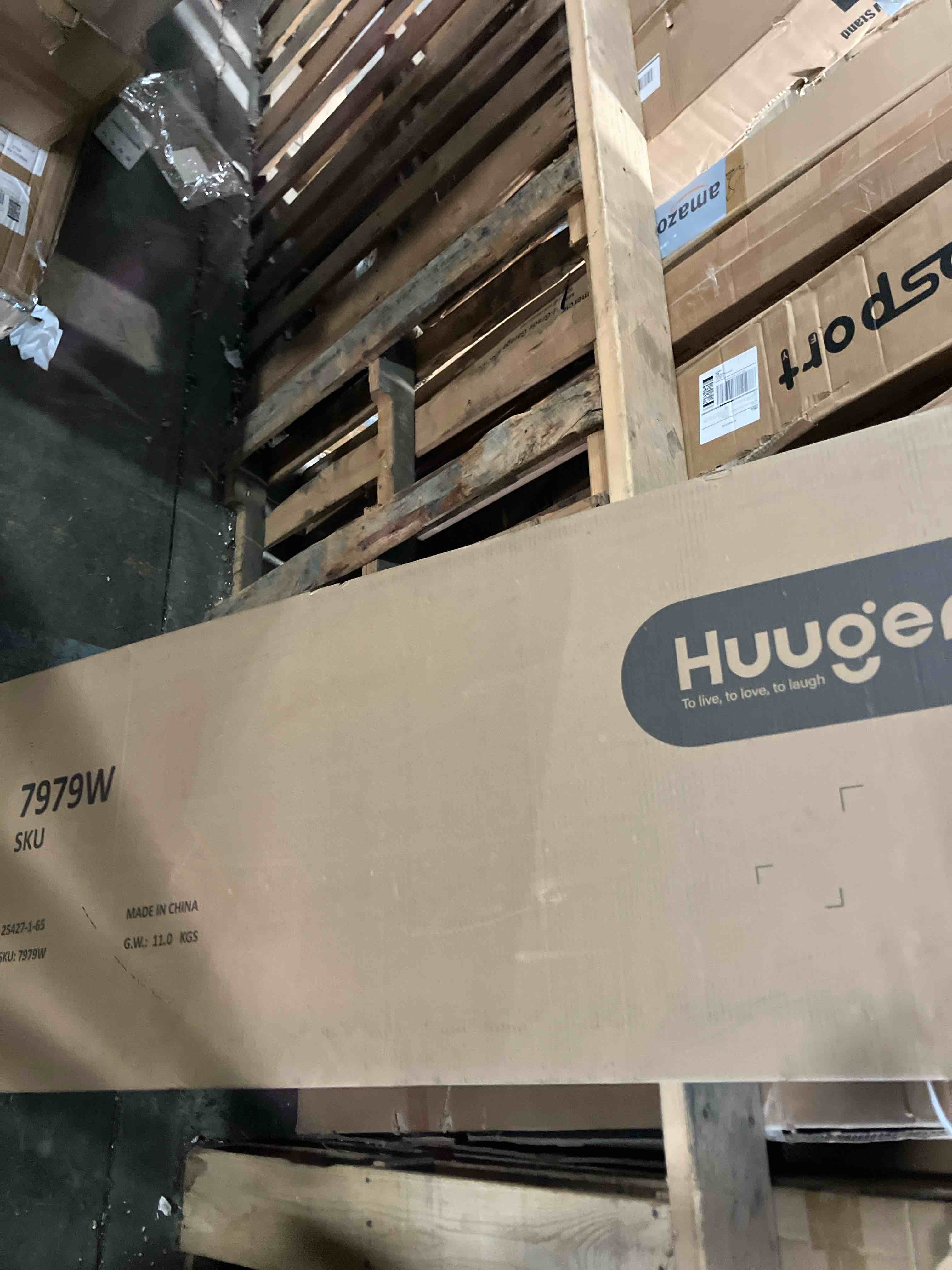 Condition photo showing New/Like New for Huuger Computer Desk, 55 Inch Home Office Desk, Gaming Writing Work from Home Study Desk, Large Legroom, Sturdy Metal Frame, Modern Simple, White White 54inch