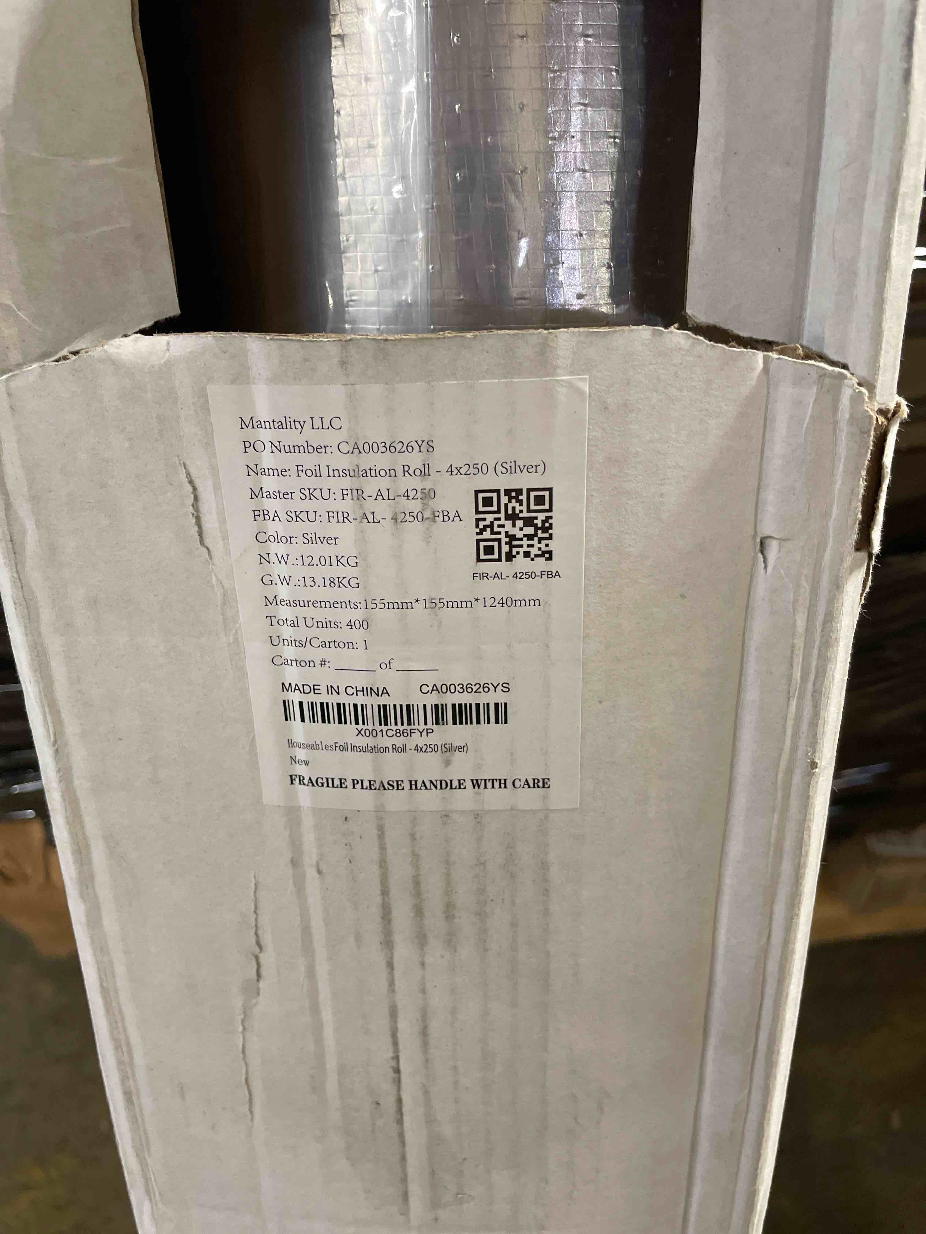 Condition photo showing New/Like New for EcoFoil Single Bubble Insulation Roll 48" x 125' (500 sq. ft.), 3.175mm Thick, White/Foil, Made-in-USA Single Bubble Reflective Foil Insulation Roll Reflects 96% Radiant Heat, Radiant Barrier