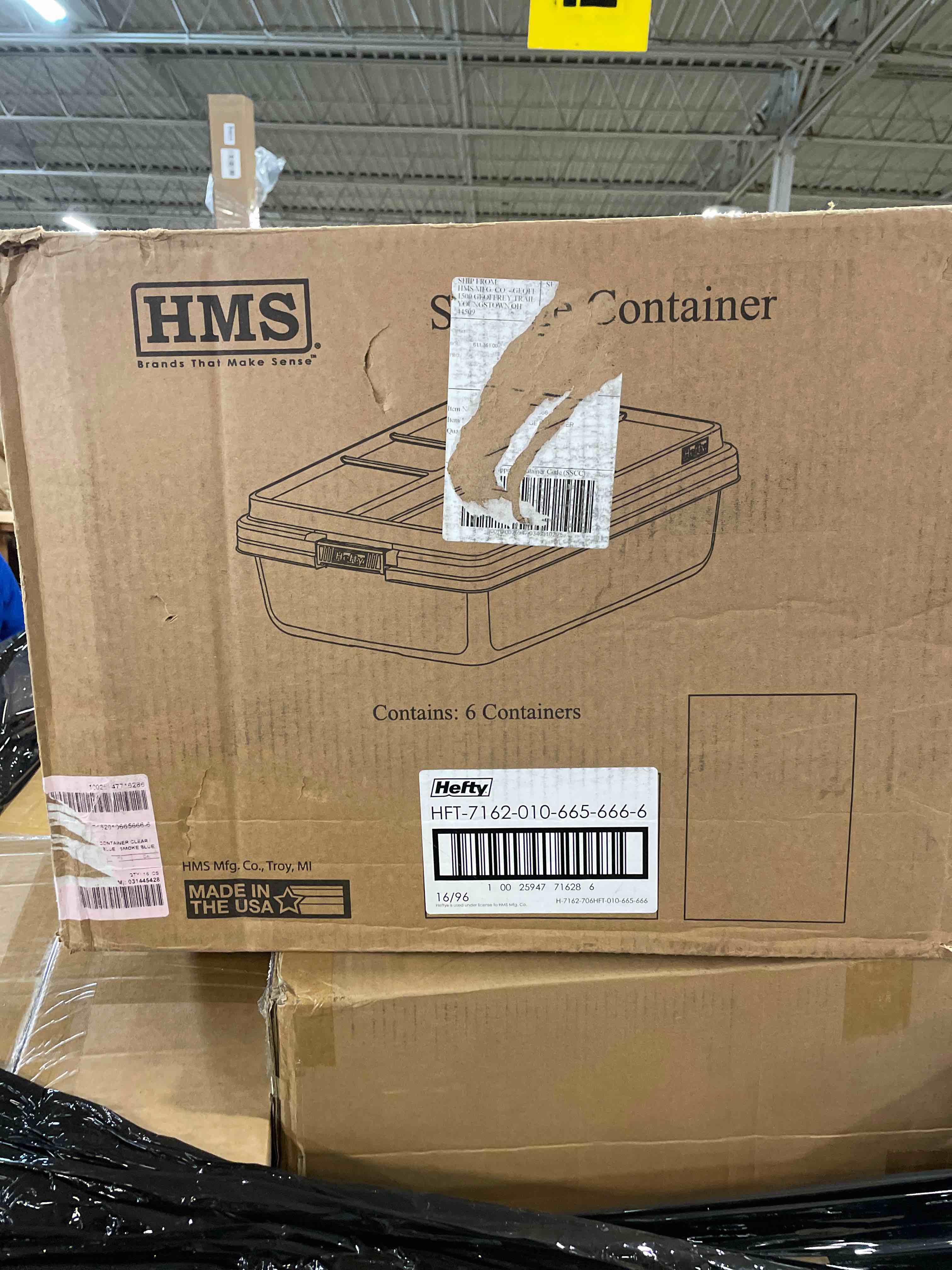 Condition photo showing New/Like New for Hefty HI-RISE 40 Qt Stackable Storage Bins with Lids – 6 Pack Clear Plastic Under Bed Storage Containers, Shoe Organizer Boxes with XL Lid-Locking Latches, Comfort-Grip Handles, Durable Double Rim 40 Qt - 6 Pack