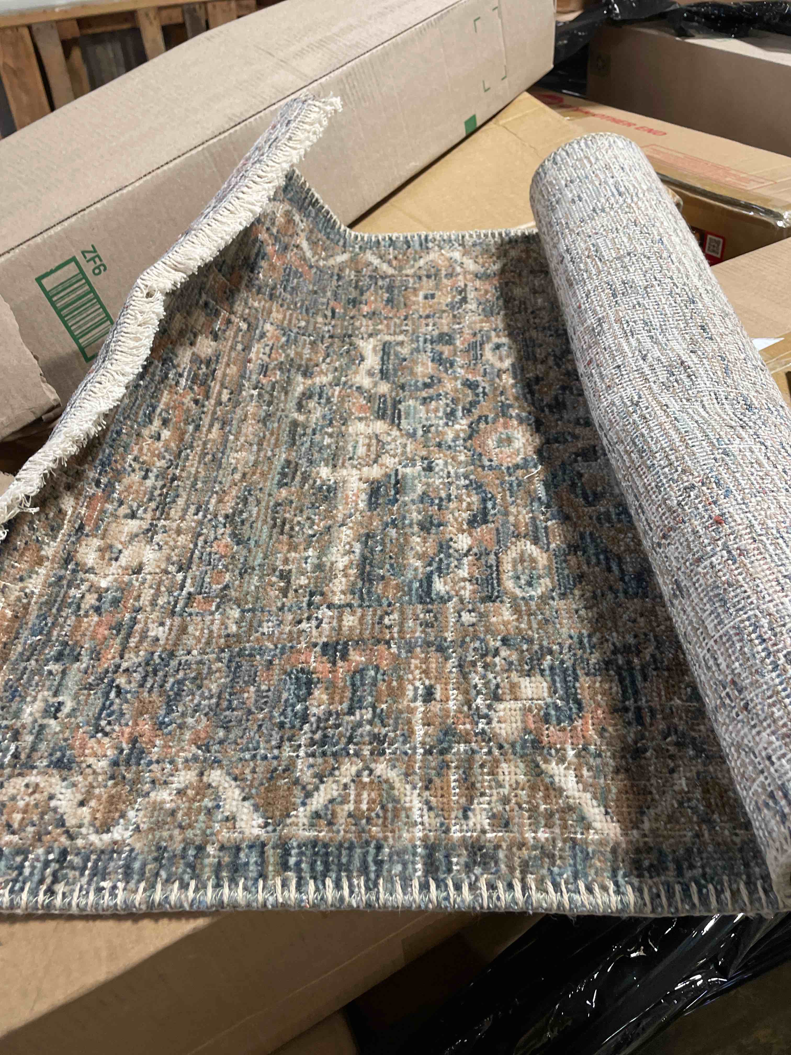 Condition photo showing New/Like New for Loloi II Margot Collection MAT-02 Terracotta/Lagoon 2'-0" x 5'-0" Accent Rug feat. CloudPile Terracotta / Lagoon 2'-0" x 5'-0"