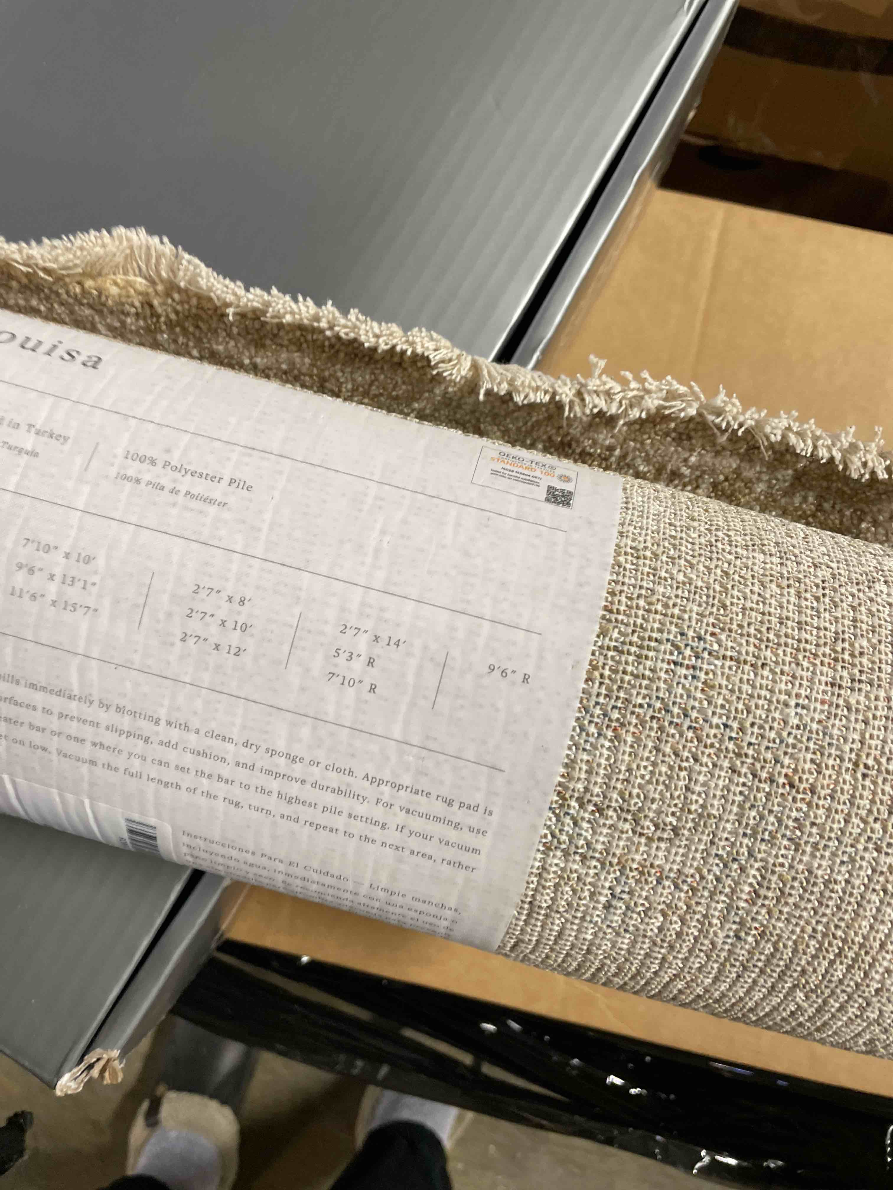 Condition photo showing New/Like New for Loloi Chris Loves Julia Louisa Collection LOI-04 Taupe/Gold 2'-3" x 3'-10", .38" Pile Height, Accent Rug Taupe / Gold 2'3" x 3'10" (Rectangular)