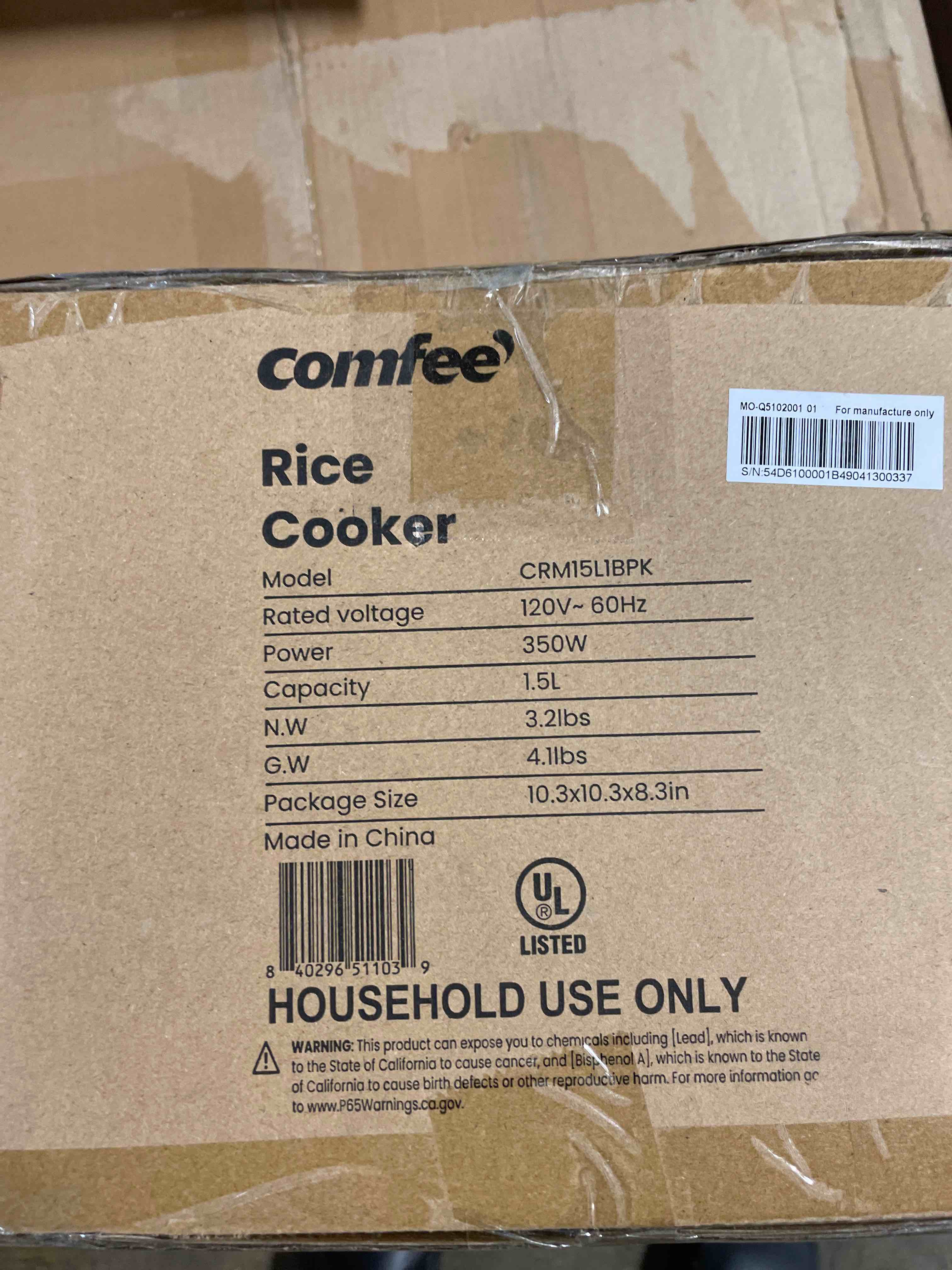 Condition photo showing Good Condition for COMFEE' Rice Cooker, 6-Cup Cooked/3-Cup Uncooked, Removable Non-Stick Bowl, for Soups, Stews, Grains&Oatmeal, One Touch, White 3 Cups_white (used)