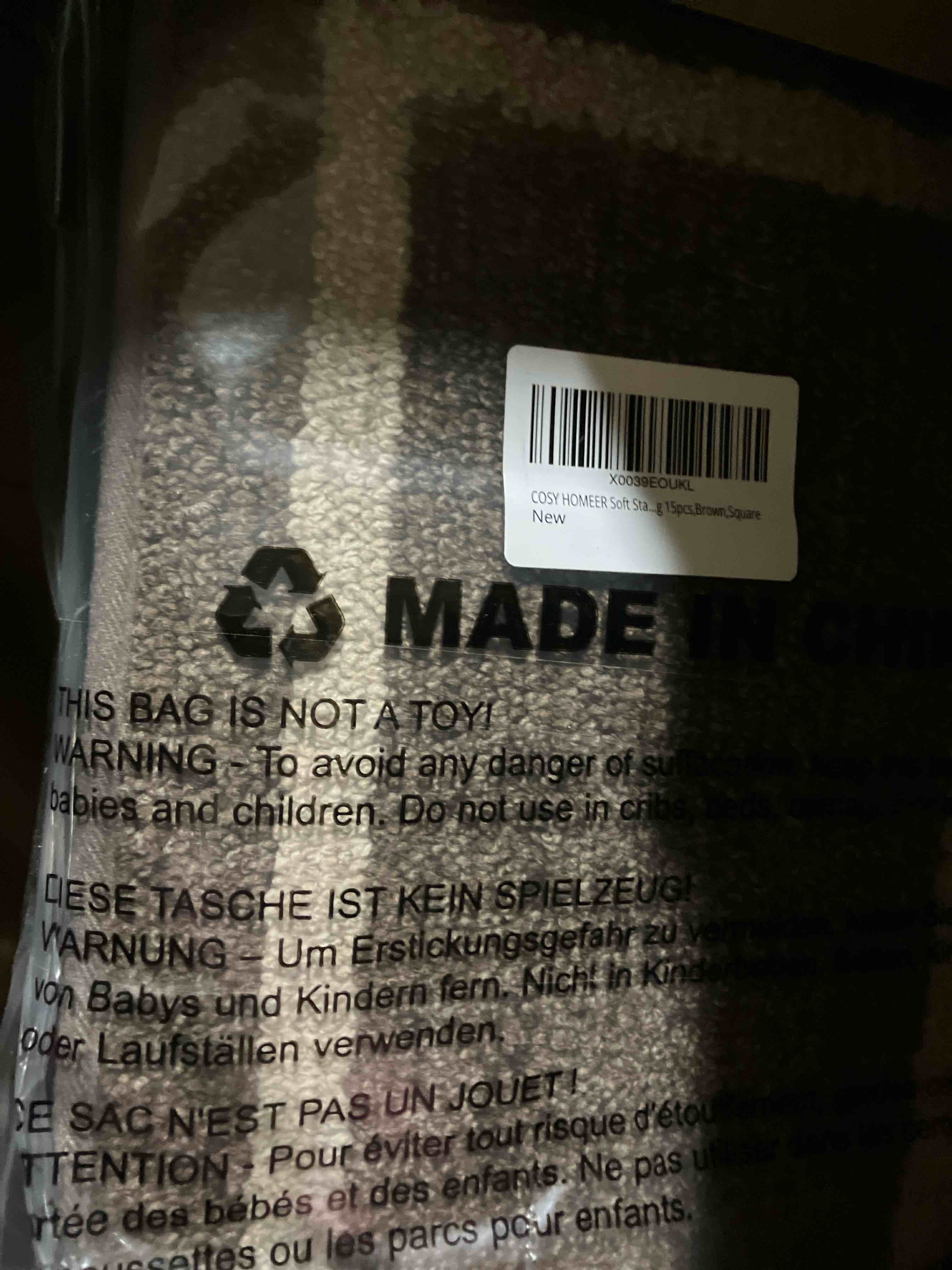 Condition photo showing New/Like New for COSY HOMEER Soft Stair Treads 15pcs Non-Slip Carpet Mat 28inX9in Indoor Stair Runners for Wooden Steps,Stair Rugs for Kids and Dogs, 100% Polyester TPE Backing Brown,Square 15pc Brown