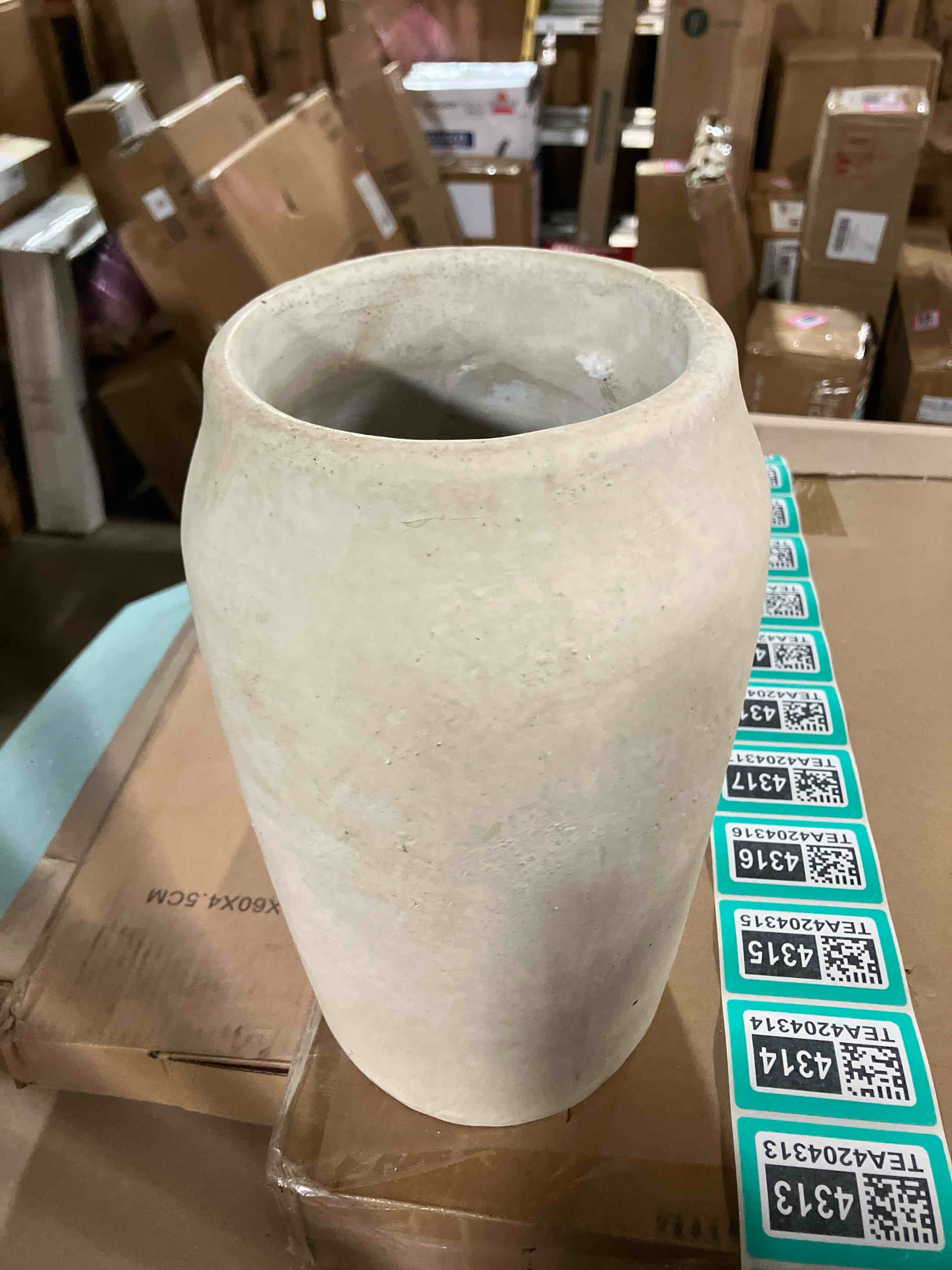 Condition photo showing New/Like New for Briful 12'' Large Ceramic Rustic Vases Shabby Vintage Textured, 4.9'' Wide Mouth Pampas Vase for Fake Flowers Branches, Farmhouse Home Décor, Weddings Shelf Table Decor,Beige