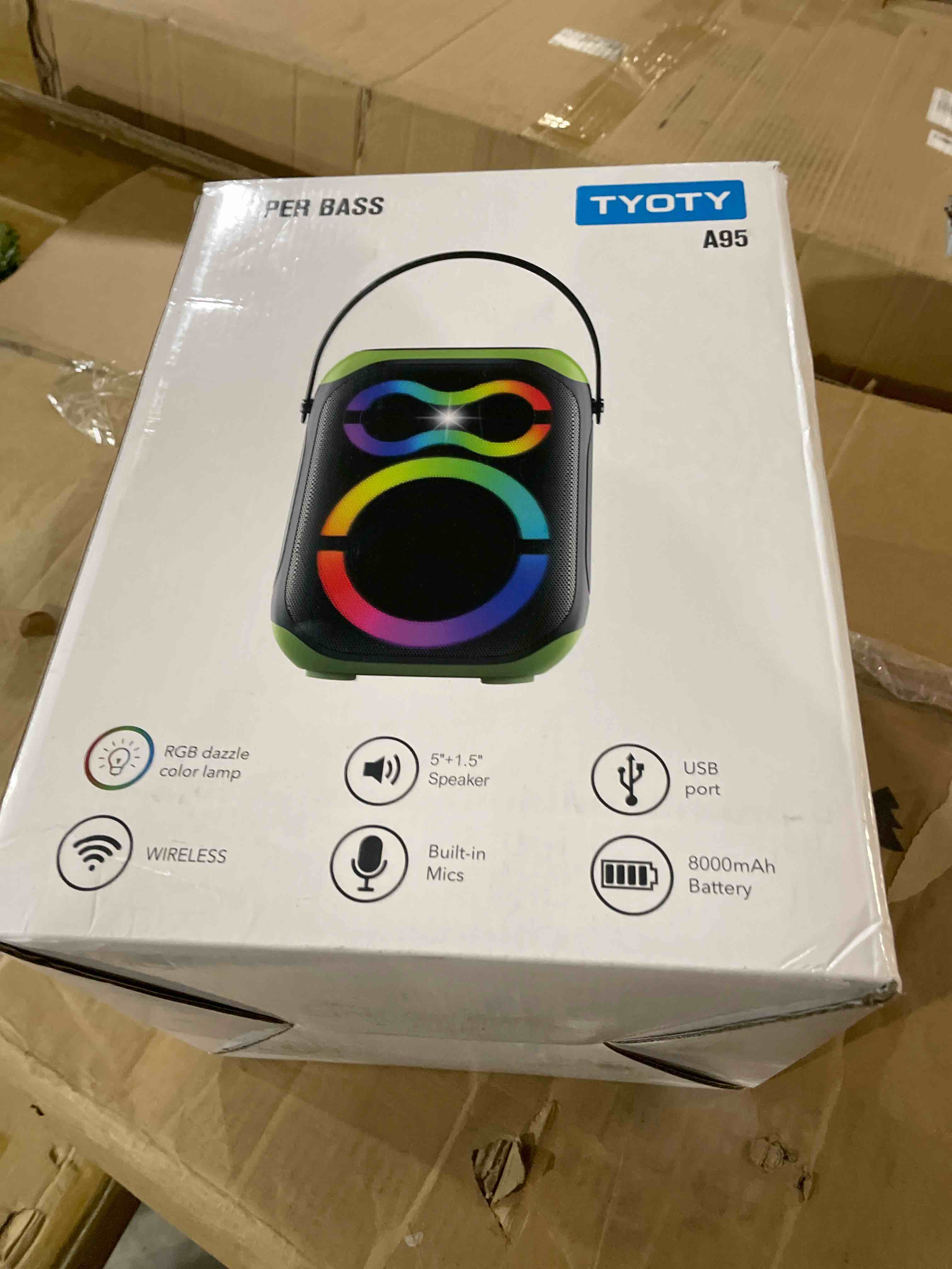 Condition photo showing New/Like New for Portable Bluetooth Speakers 80W Big Powerful Wireless Outdoor Loud Stereo Deep Bass Sound Boombox TWS Home Party Speaker with Subwoofer LED Lights Black