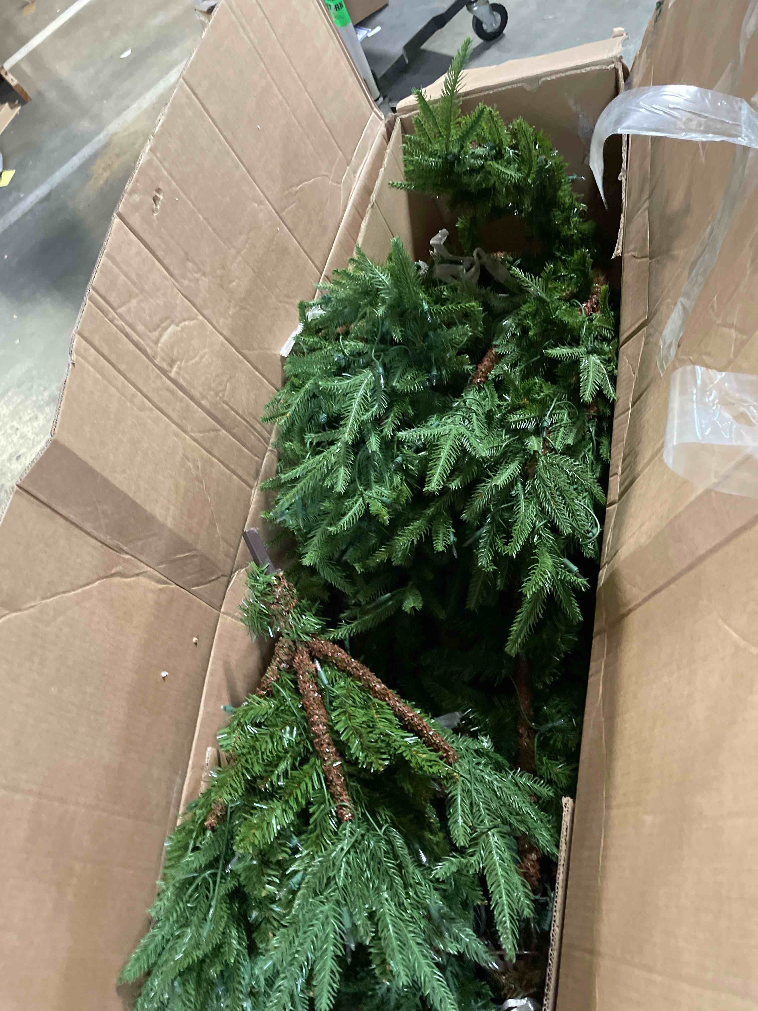 Condition photo showing As Is for 7 FT Artificial Christmas Tree with 1971 PE&PVC Mixed Branch Tips, Unlit Hinged Premium Spruce Fake Xmas Trees, Green, Foldable Base 7ft