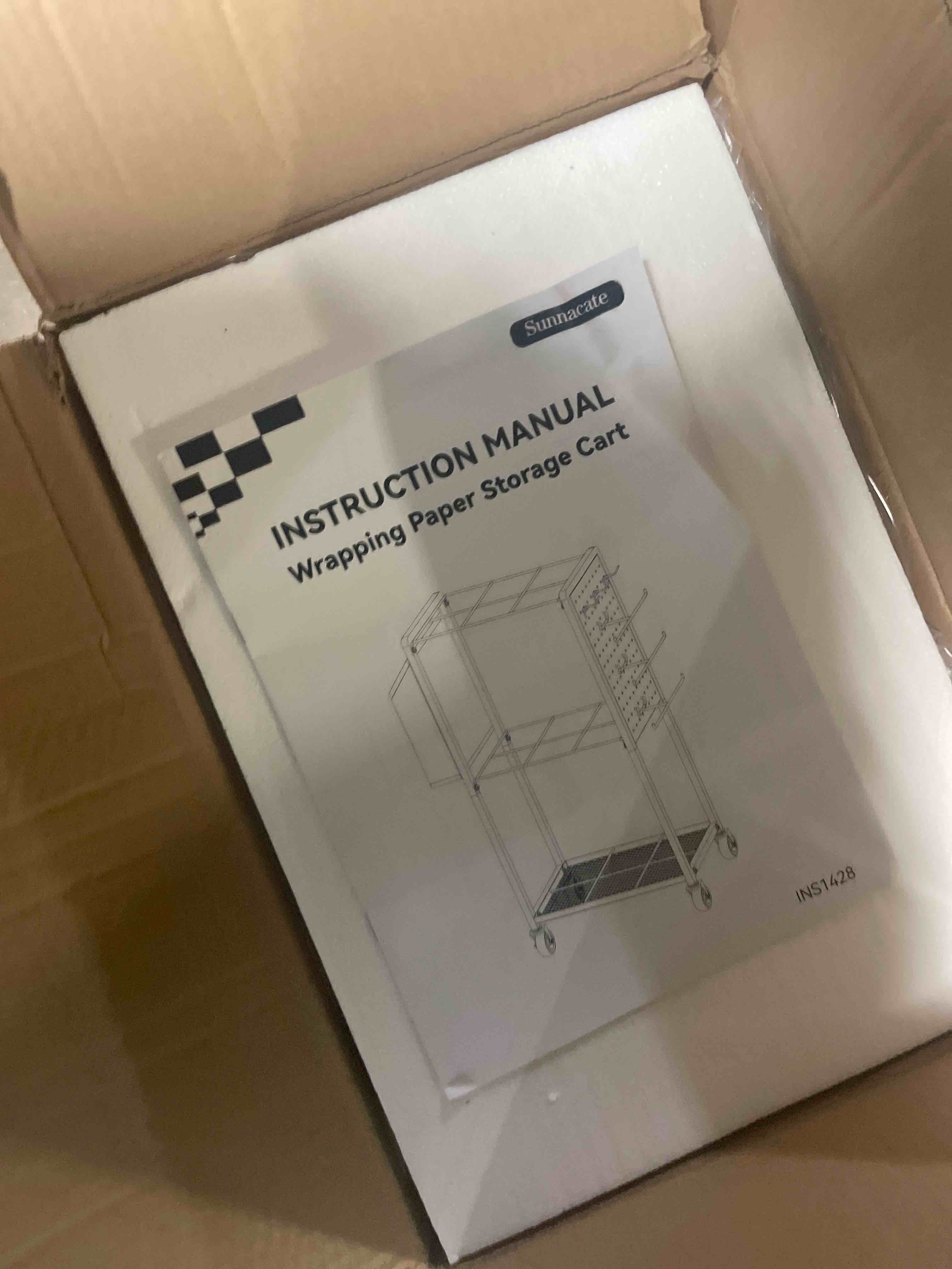 Condition photo showing New/Like New for Wrapping Paper Organizer Cart with 12PCS Slap Bands, Rolling Gift Wrapping Organizer Storage Wrapping Paper Station Ribbon Holder, Blueprint Poster Holder, Craft Organizers and Storage