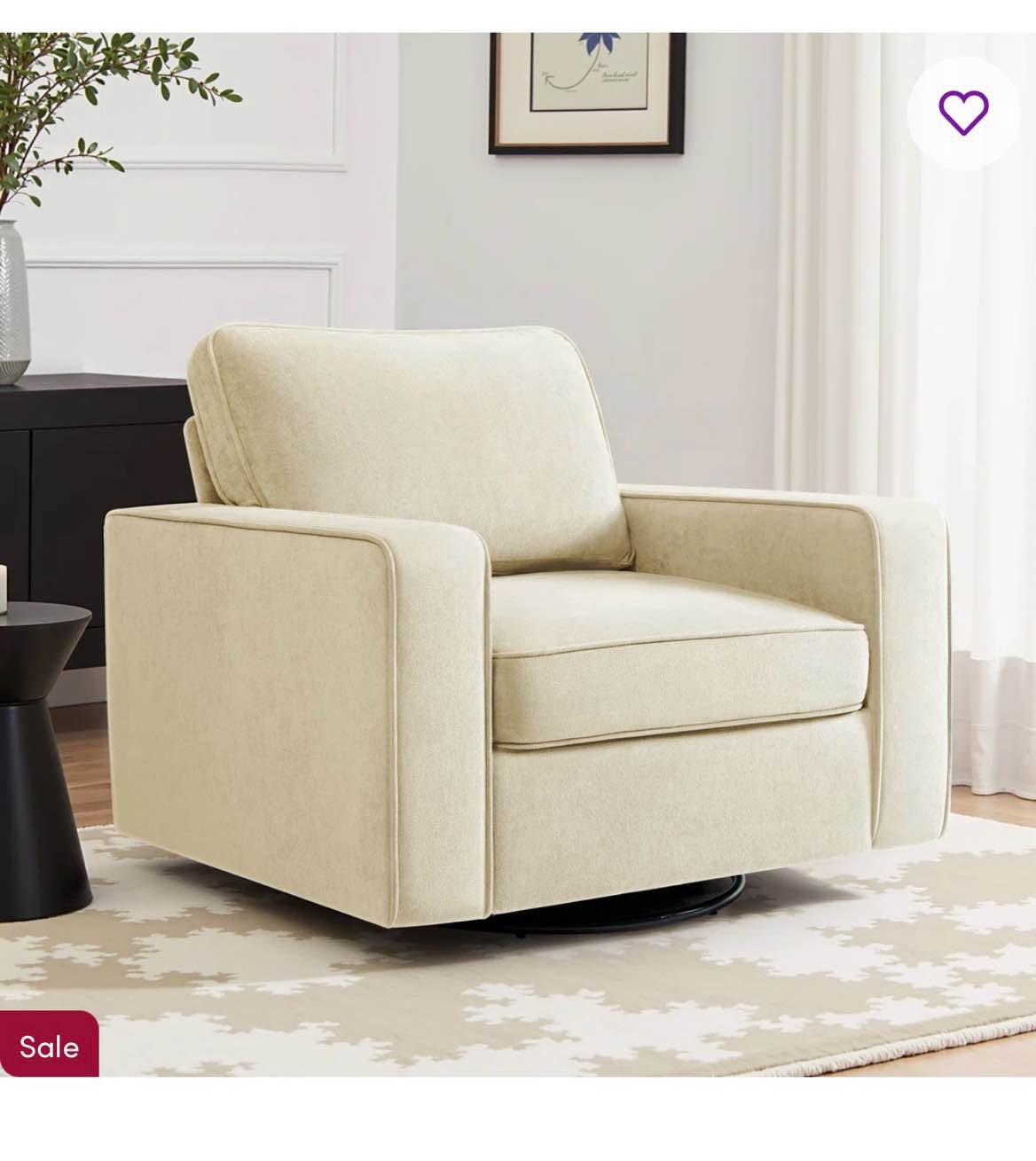 36.2" wide upholstered swivel accent armchair