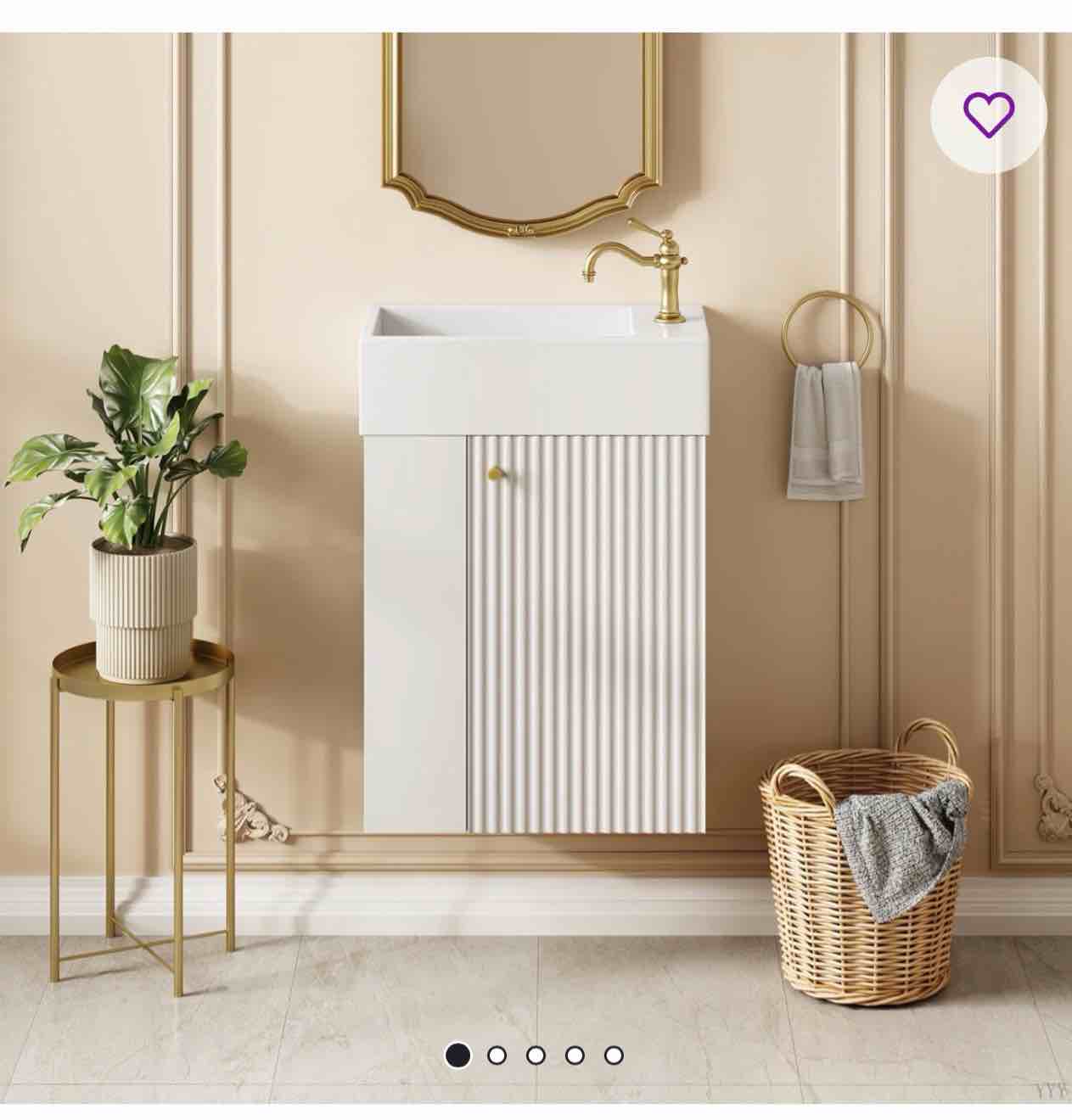 18.5 Inch Modern Floating Bathroom Vanity With Resin Basin - Perfect For Small Bathrooms, Left Side Storage