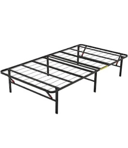 Amazon Basics Bed Frame with Storage, Foldable Metal Platform, Sturdy Steel, No Box Spring Needed, 18 inches High, Tool-Free Setup, Twin Size, Black