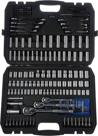 amazon basics mechanic's tool socket set with case, 201-piece