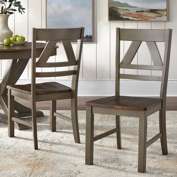 Simple Living Vintner Country Style Dining Chairs (Set of 2) Grey/Oak Grey Finish