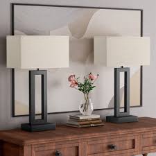 22" Black Modern Metal Table Lamp with Touch Control and USB ASC  4490017423