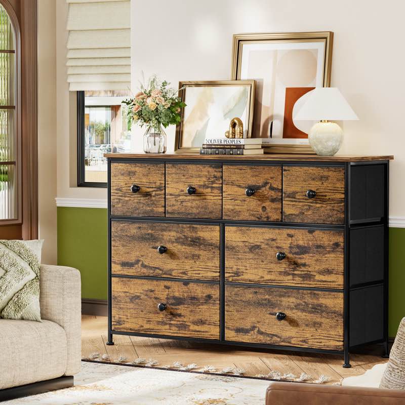 ojaswi 8-drawer dresser, fabric storage, chest of drawers for bedroom