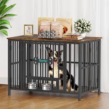 Large Foldable Dog Crate Furniture, Assembly-Free Dog Crate With